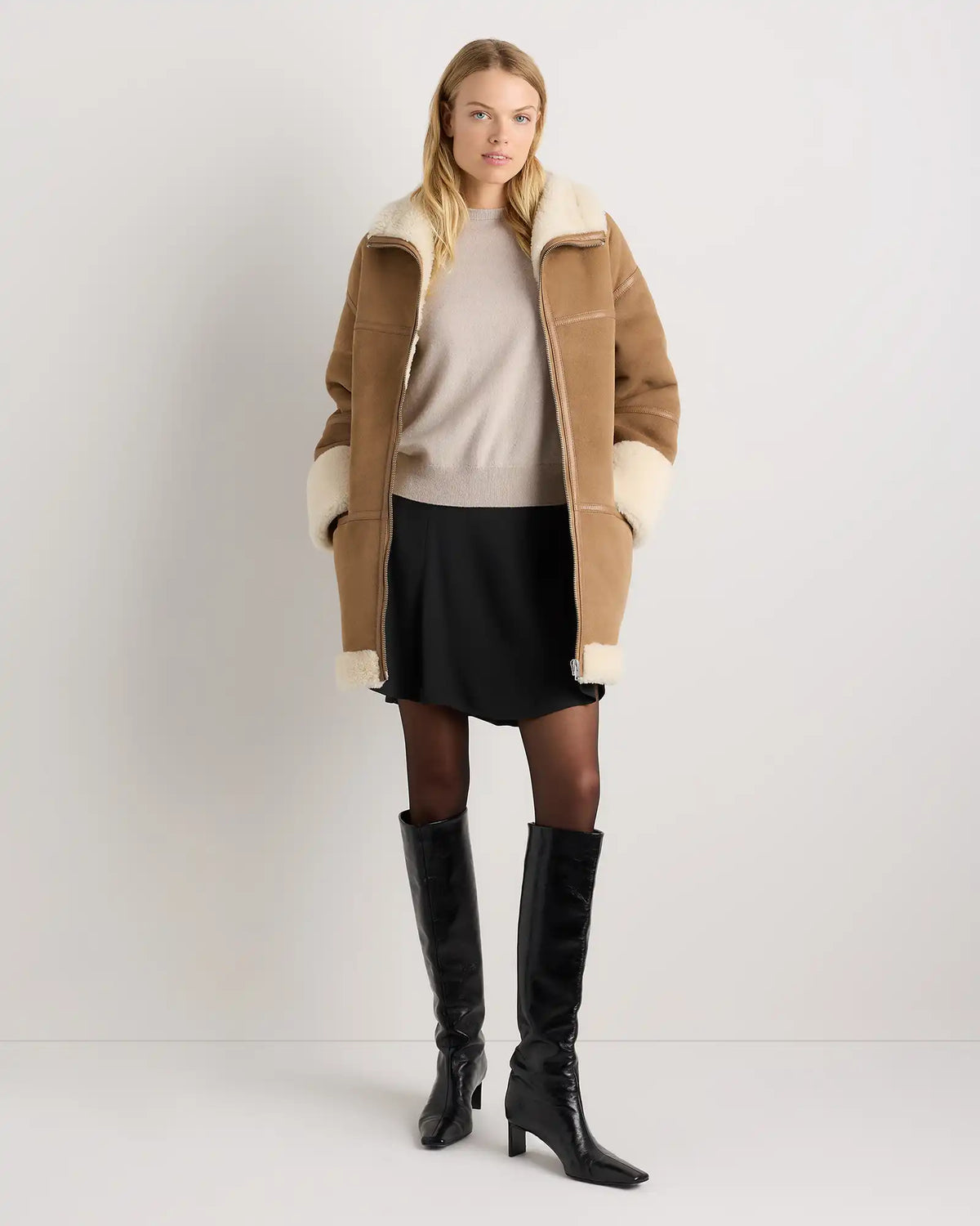 100% Shearling Long Coat
