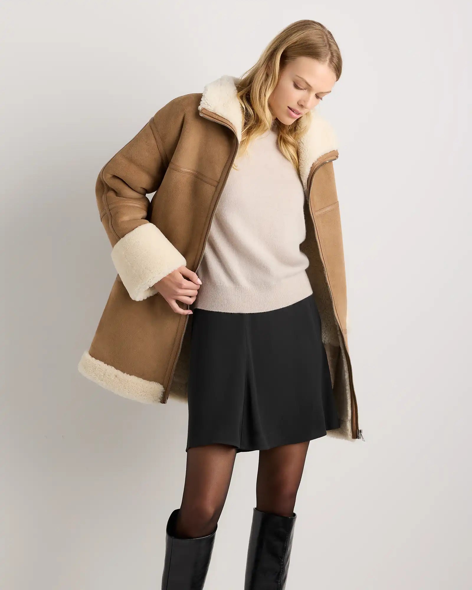 100% Shearling Long Coat