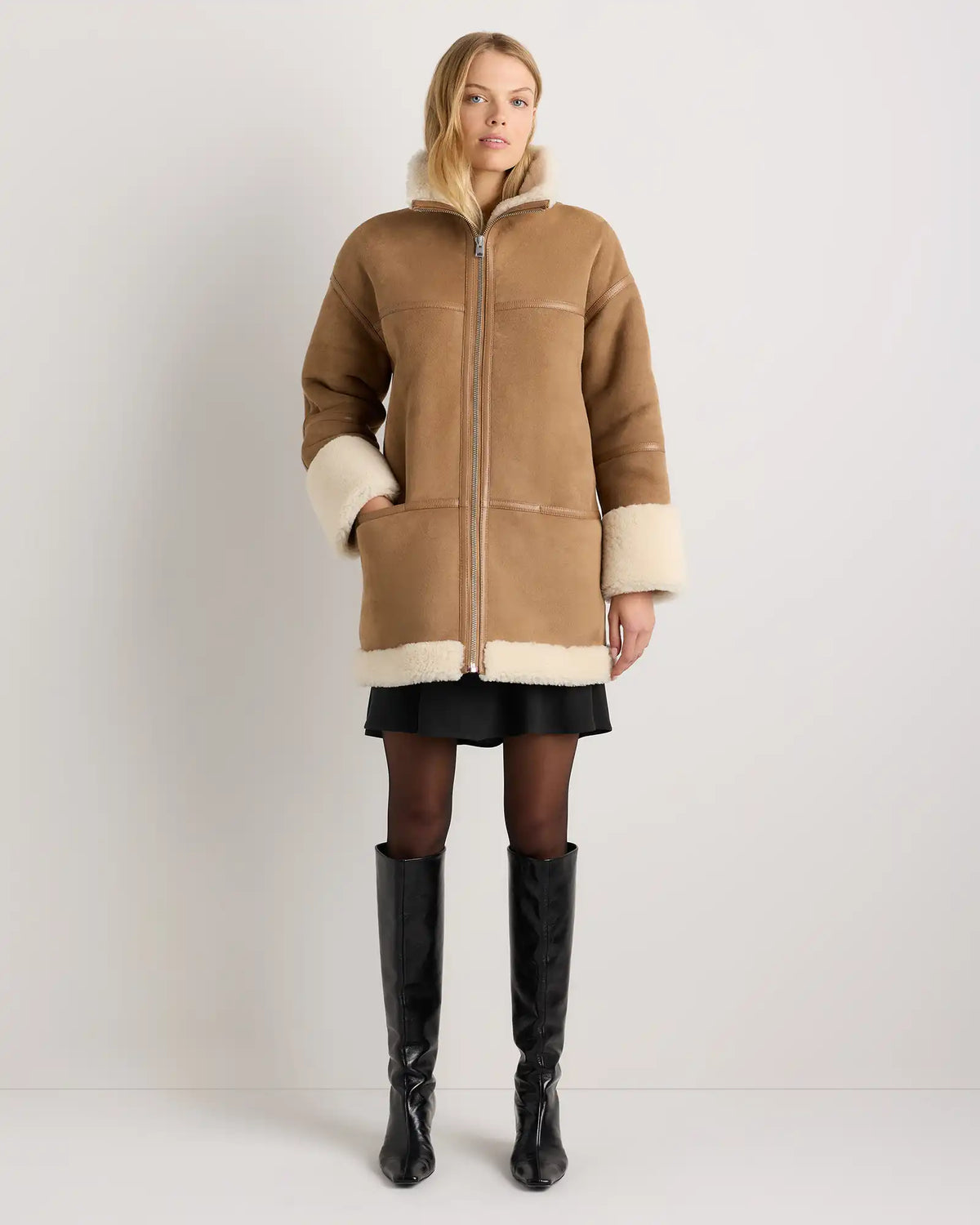 100% Shearling Long Coat