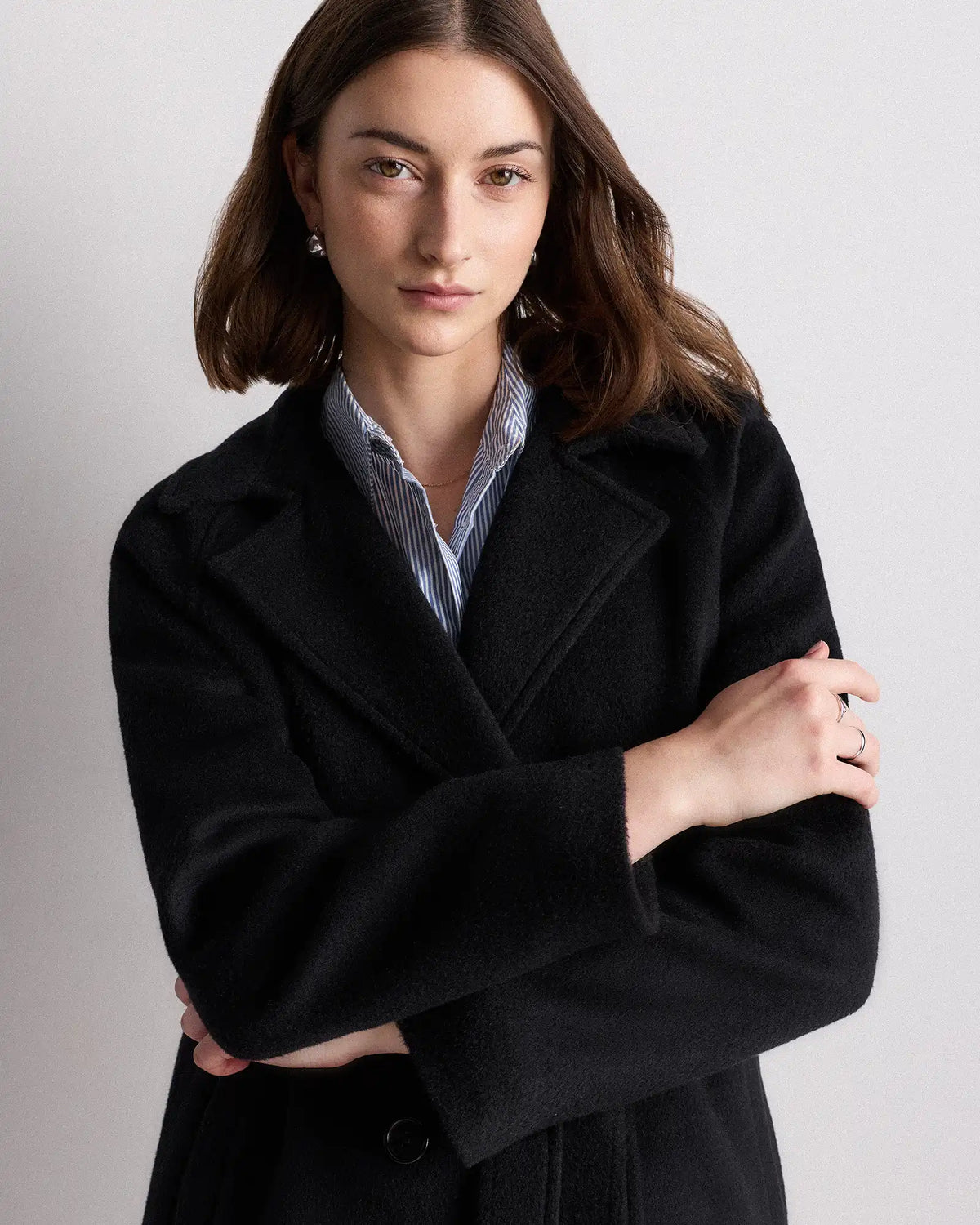 Camel Hair Double-Breasted Long Wrap Coat