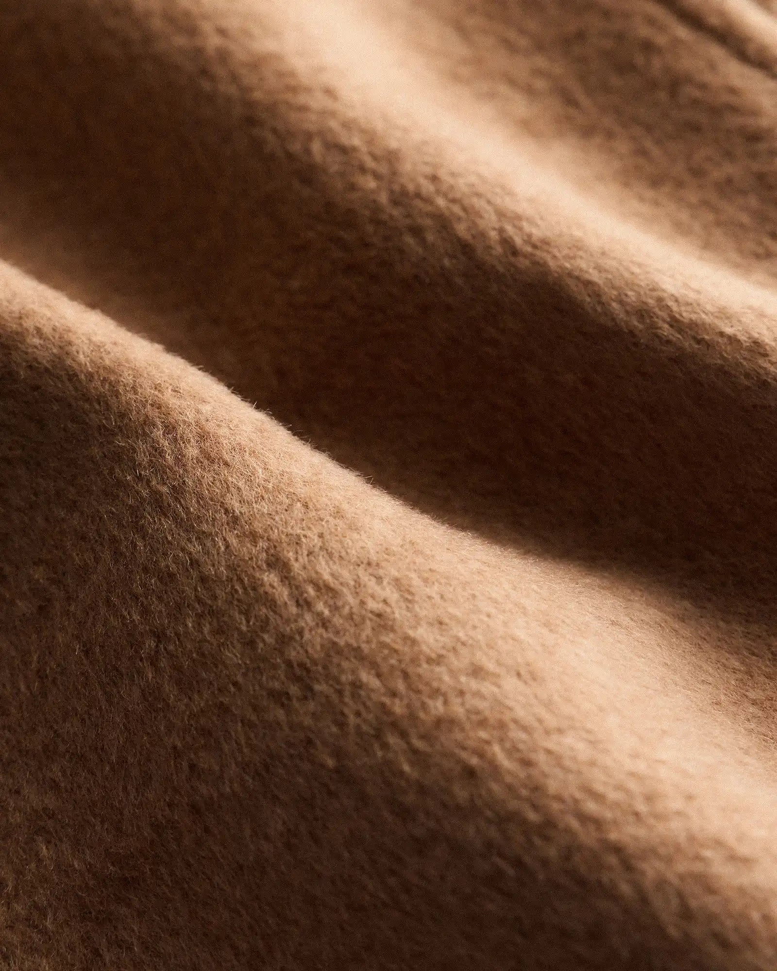 Camel Hair Double-Breasted Long Wrap Coat