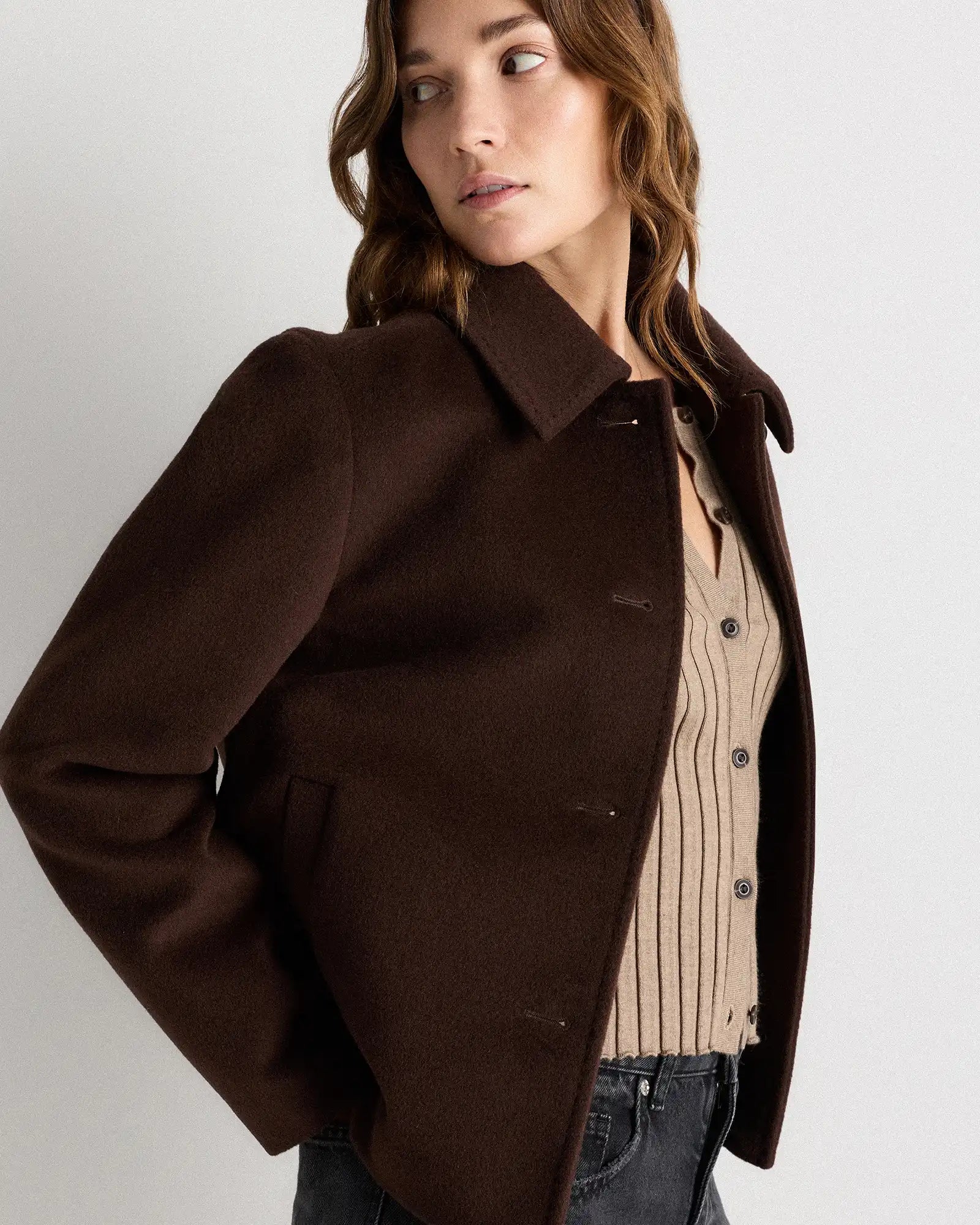 Wool Cashmere Short Coat