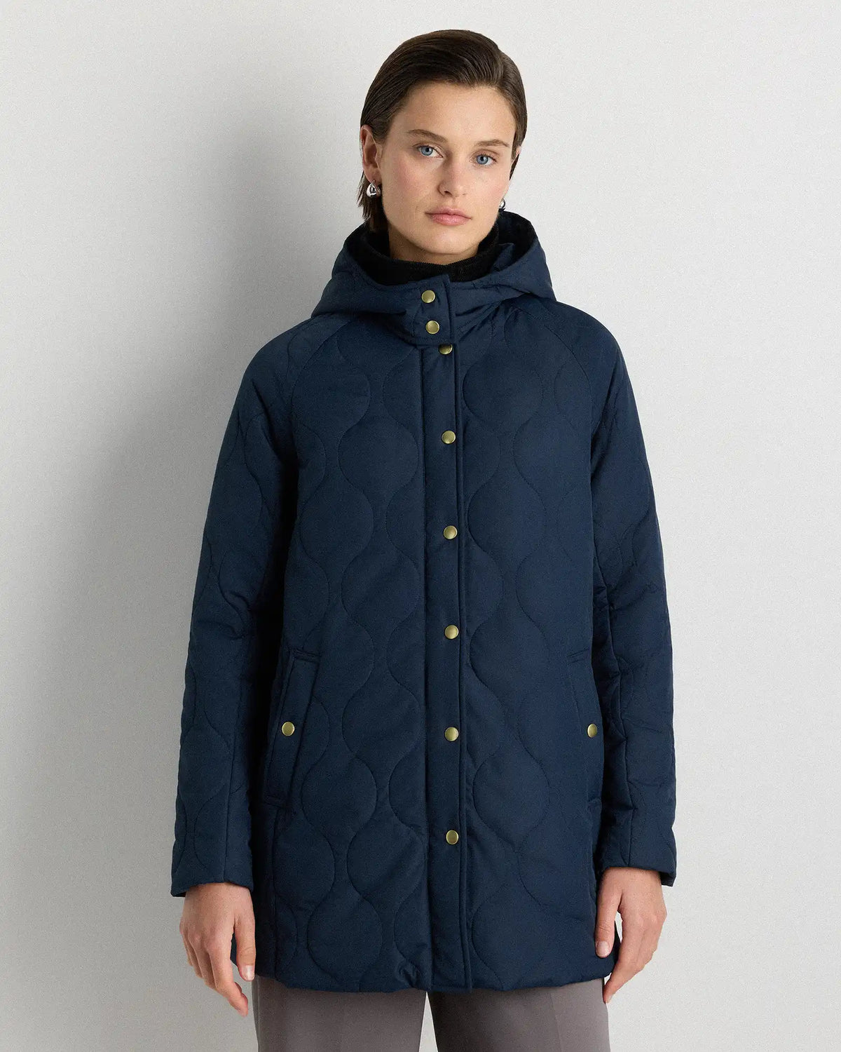 Featherless Quilted Hooded Long Puffer Jacket