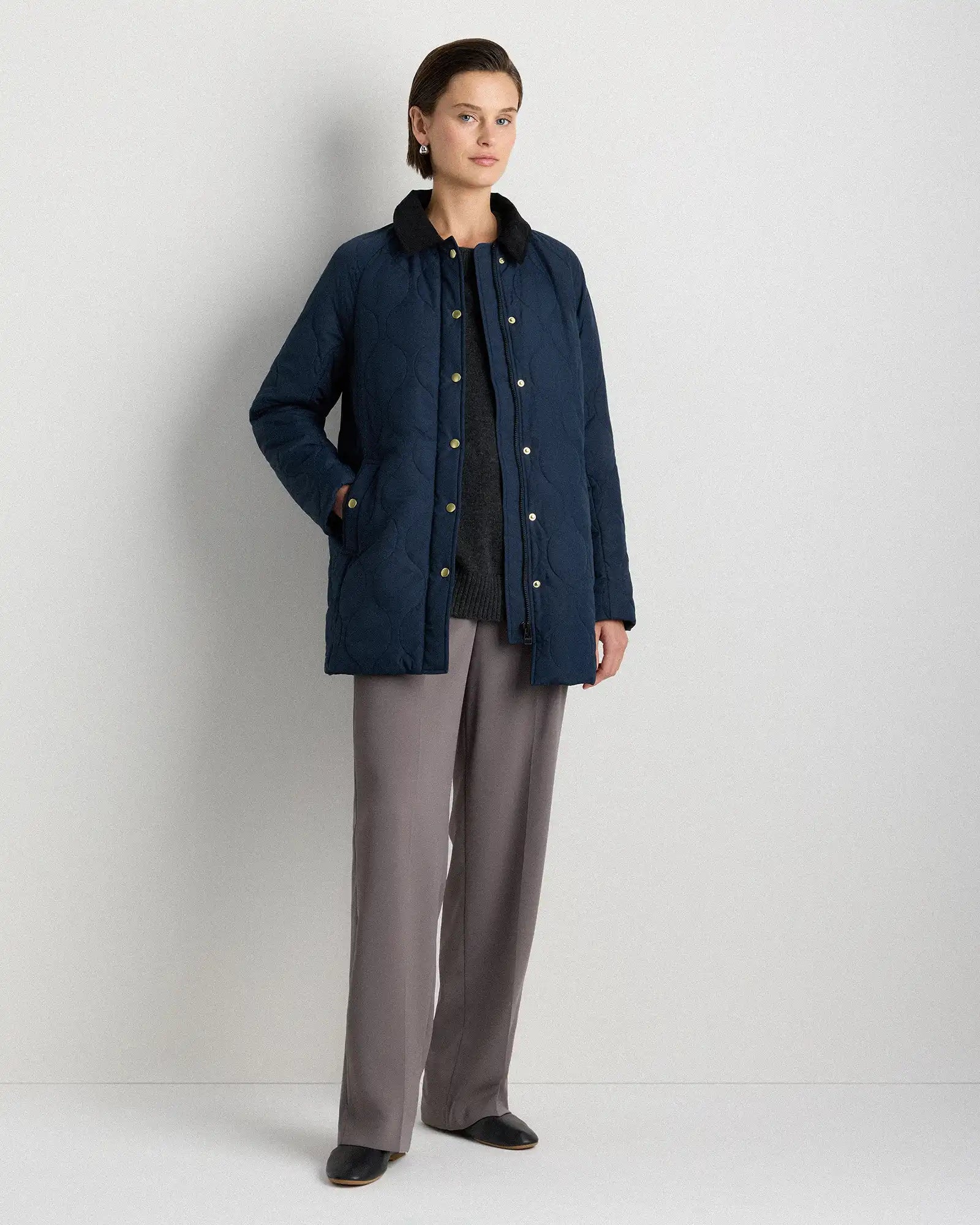 Featherless Quilted Hooded Long Puffer Jacket