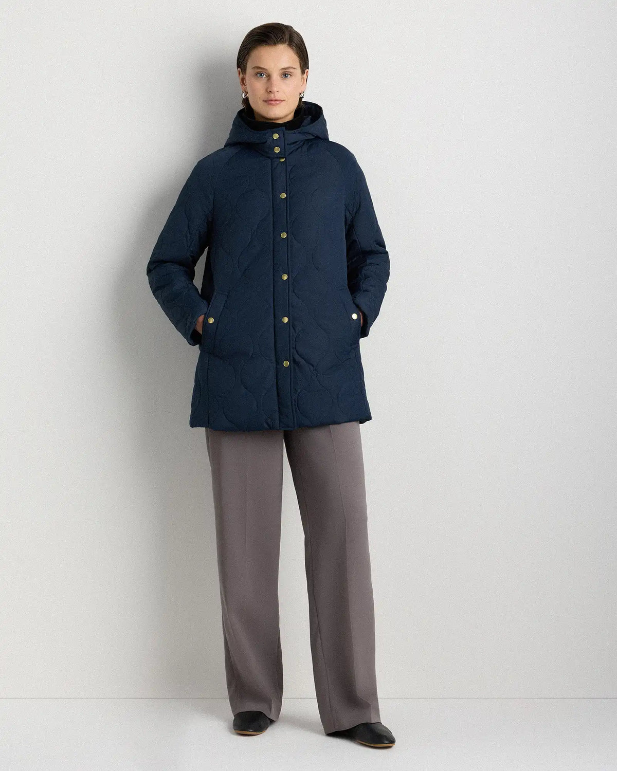 Featherless Quilted Hooded Long Puffer Jacket