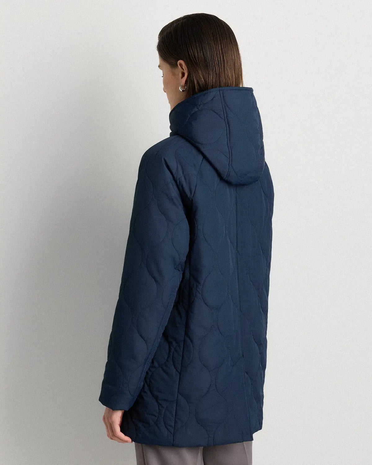 Featherless Quilted Hooded Long Puffer Jacket