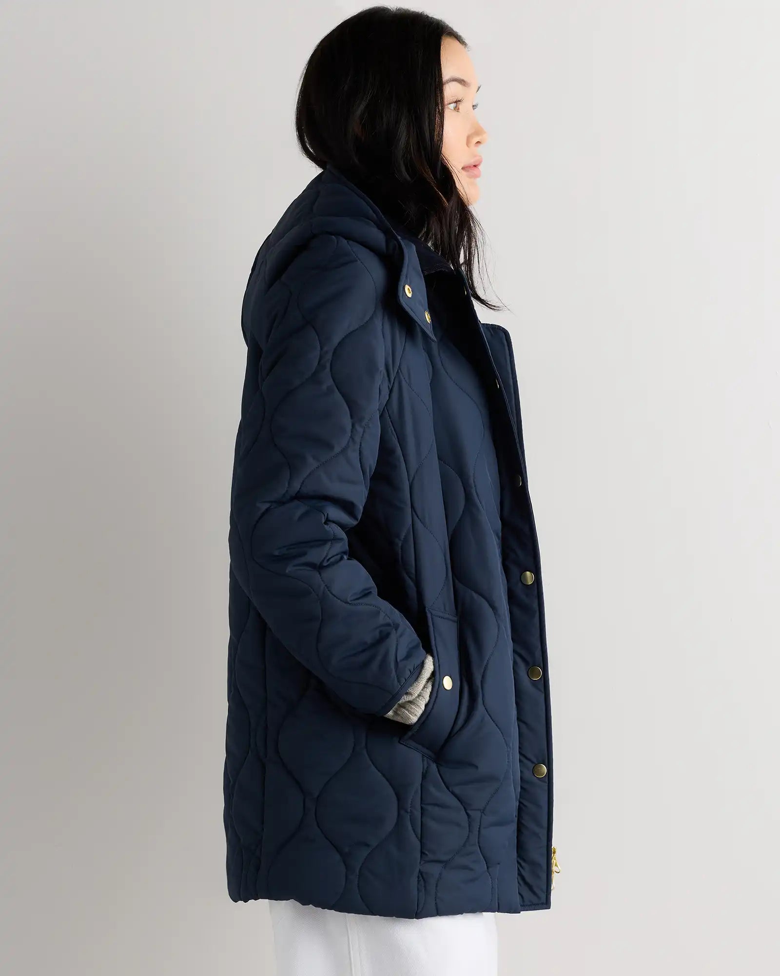 Featherless Quilted Hooded Long Puffer Jacket