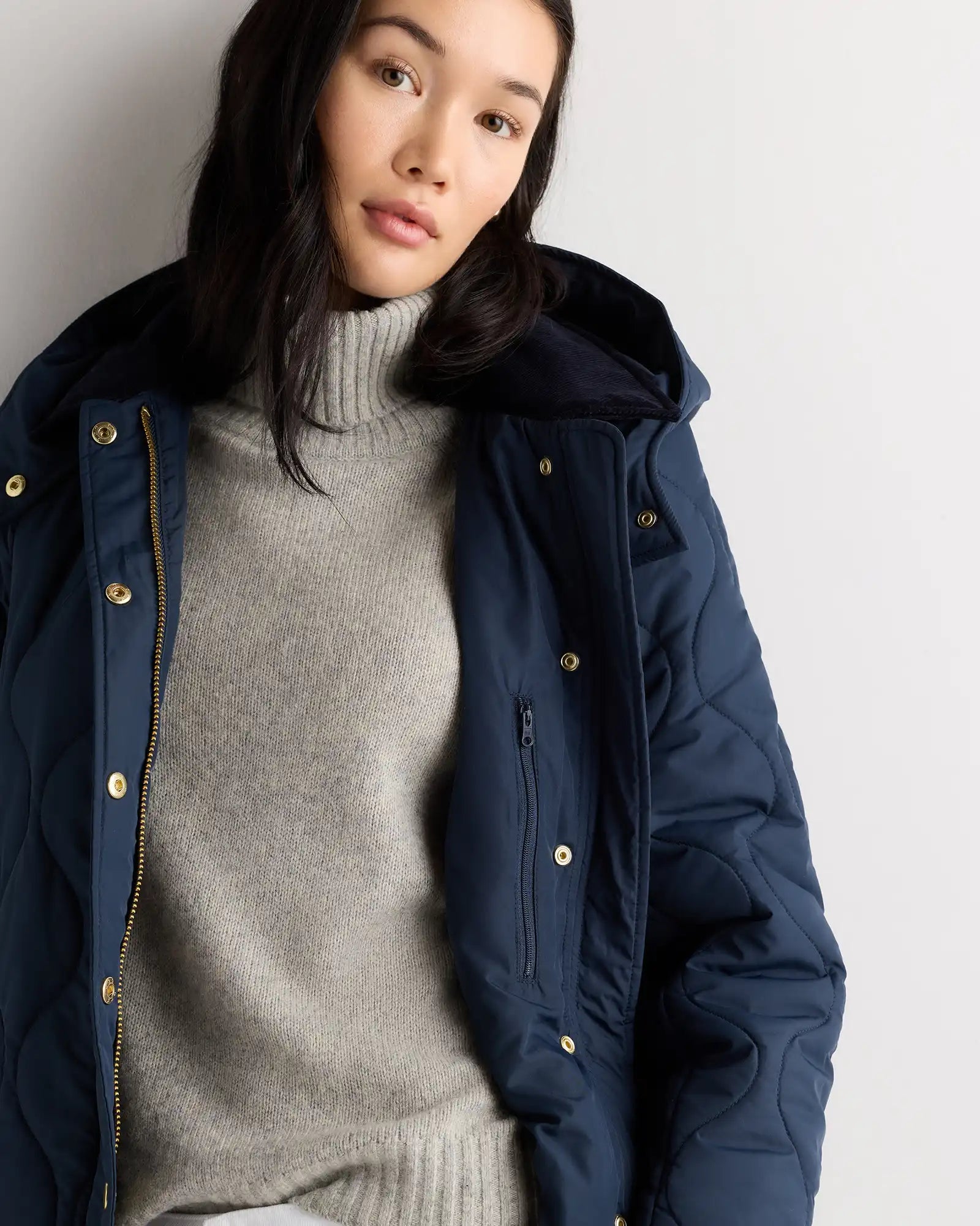 Featherless Quilted Hooded Long Puffer Jacket