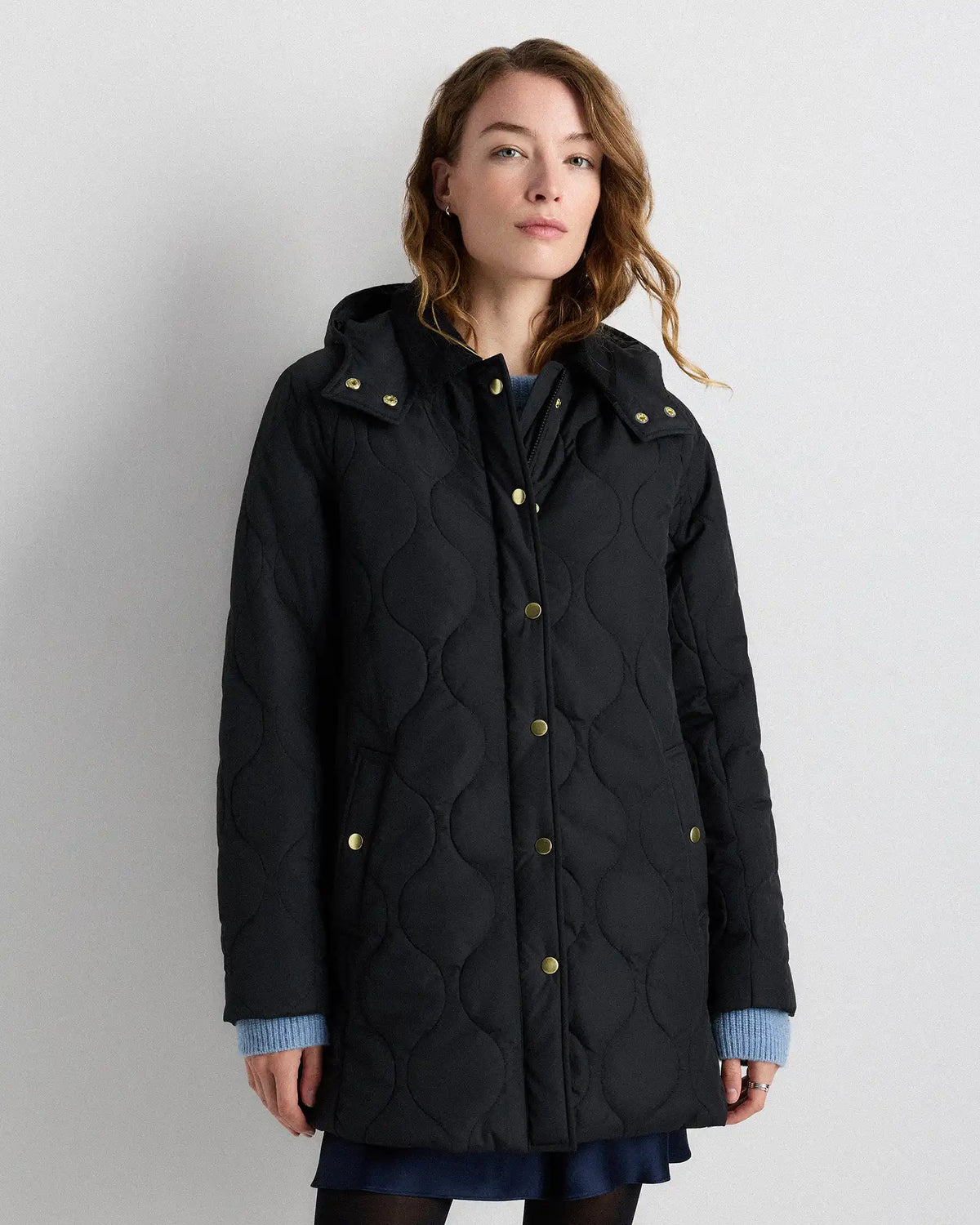Featherless Quilted Hooded Long Puffer Jacket