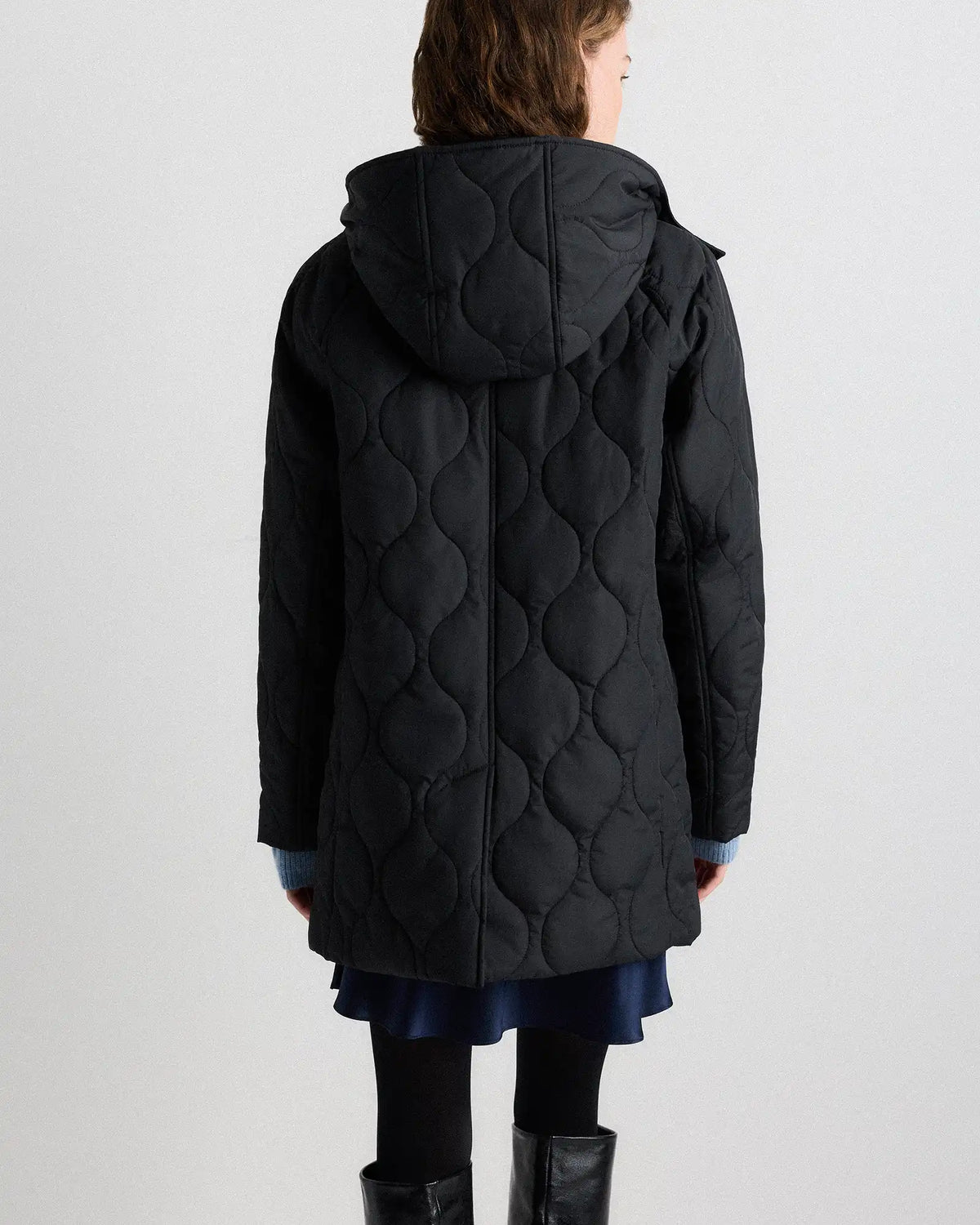 Featherless Quilted Hooded Long Puffer Jacket