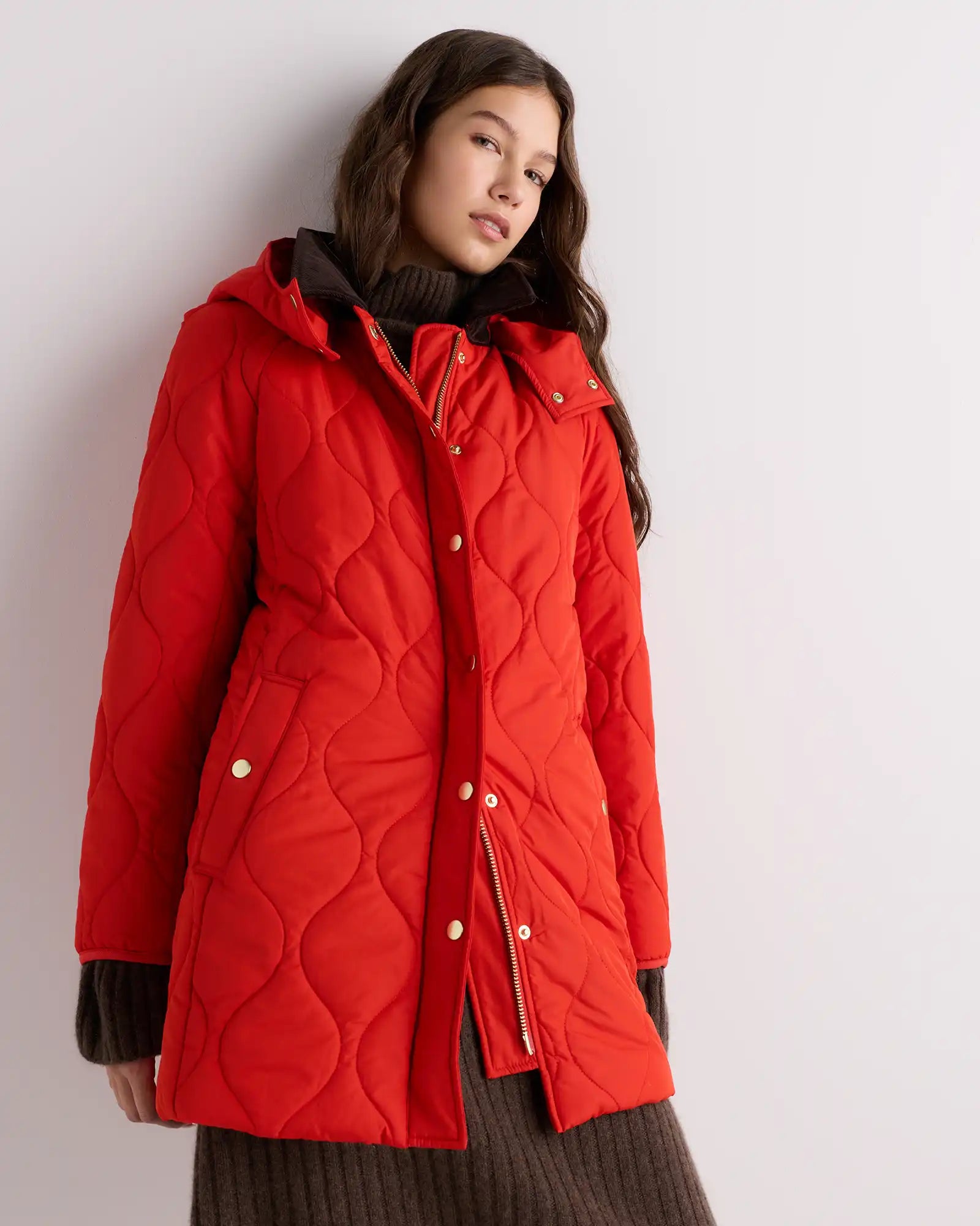 Featherless Quilted Hooded Long Puffer Jacket
