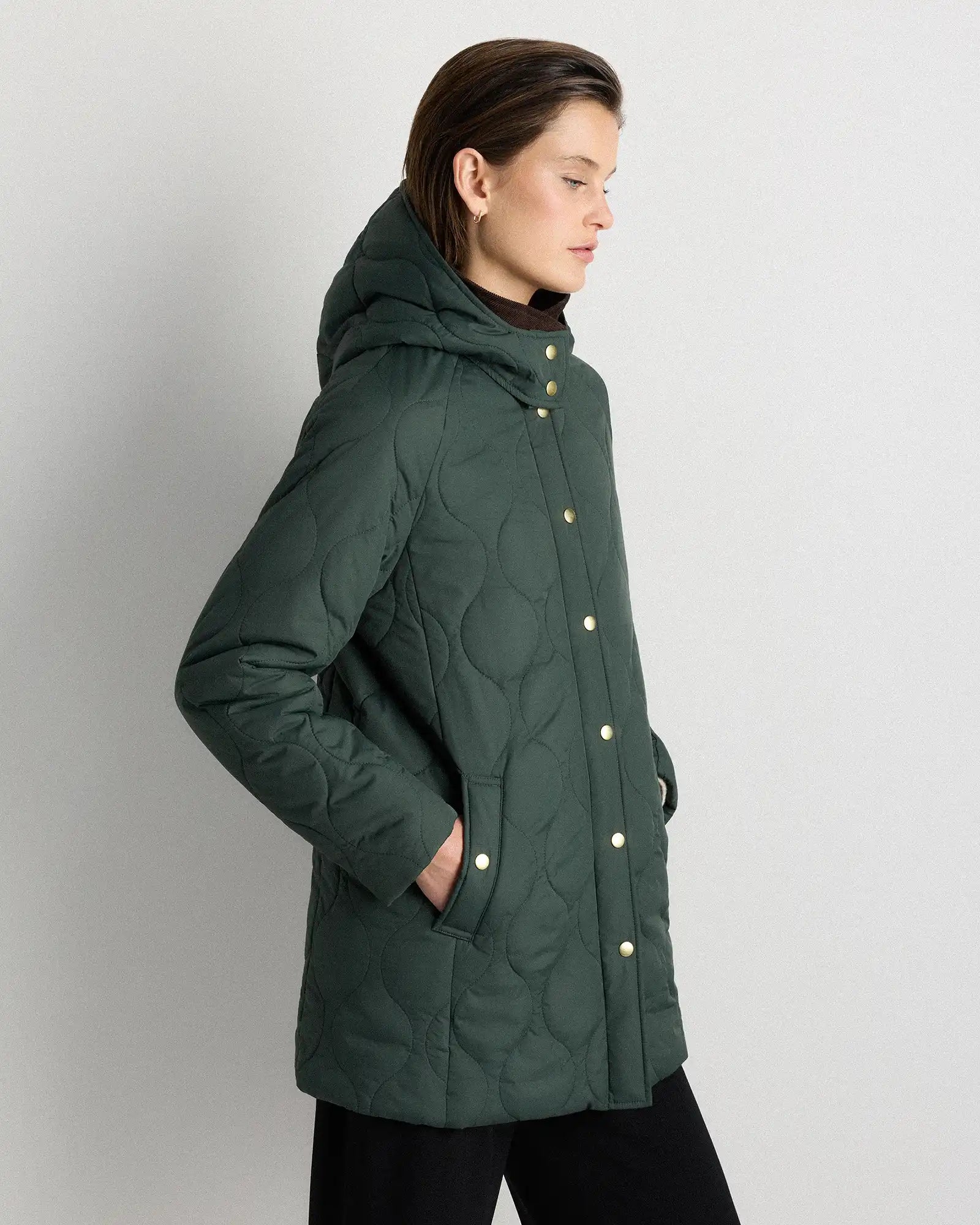 Featherless Quilted Hooded Long Puffer Jacket