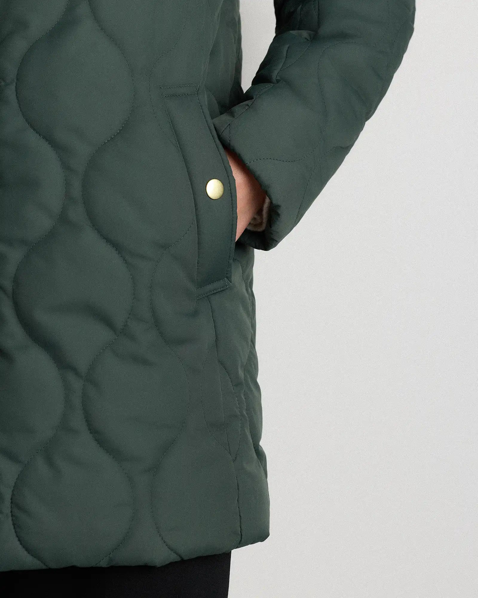 Featherless Quilted Hooded Long Puffer Jacket