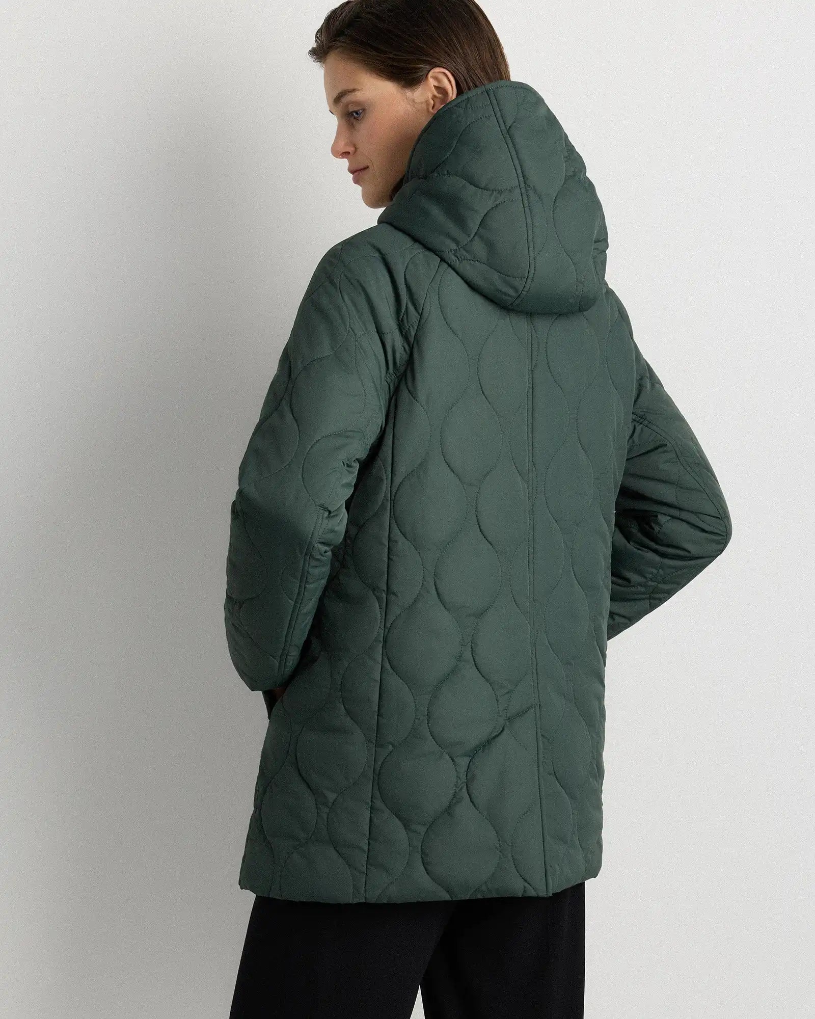 Featherless Quilted Hooded Long Puffer Jacket