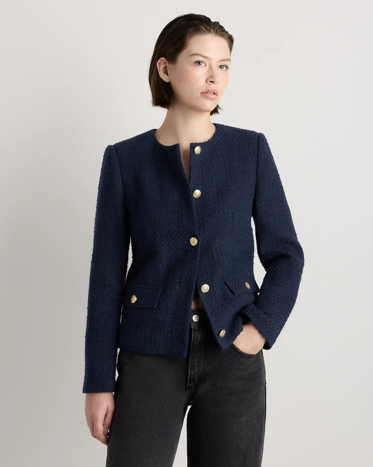 Tweed Collarless Jacket