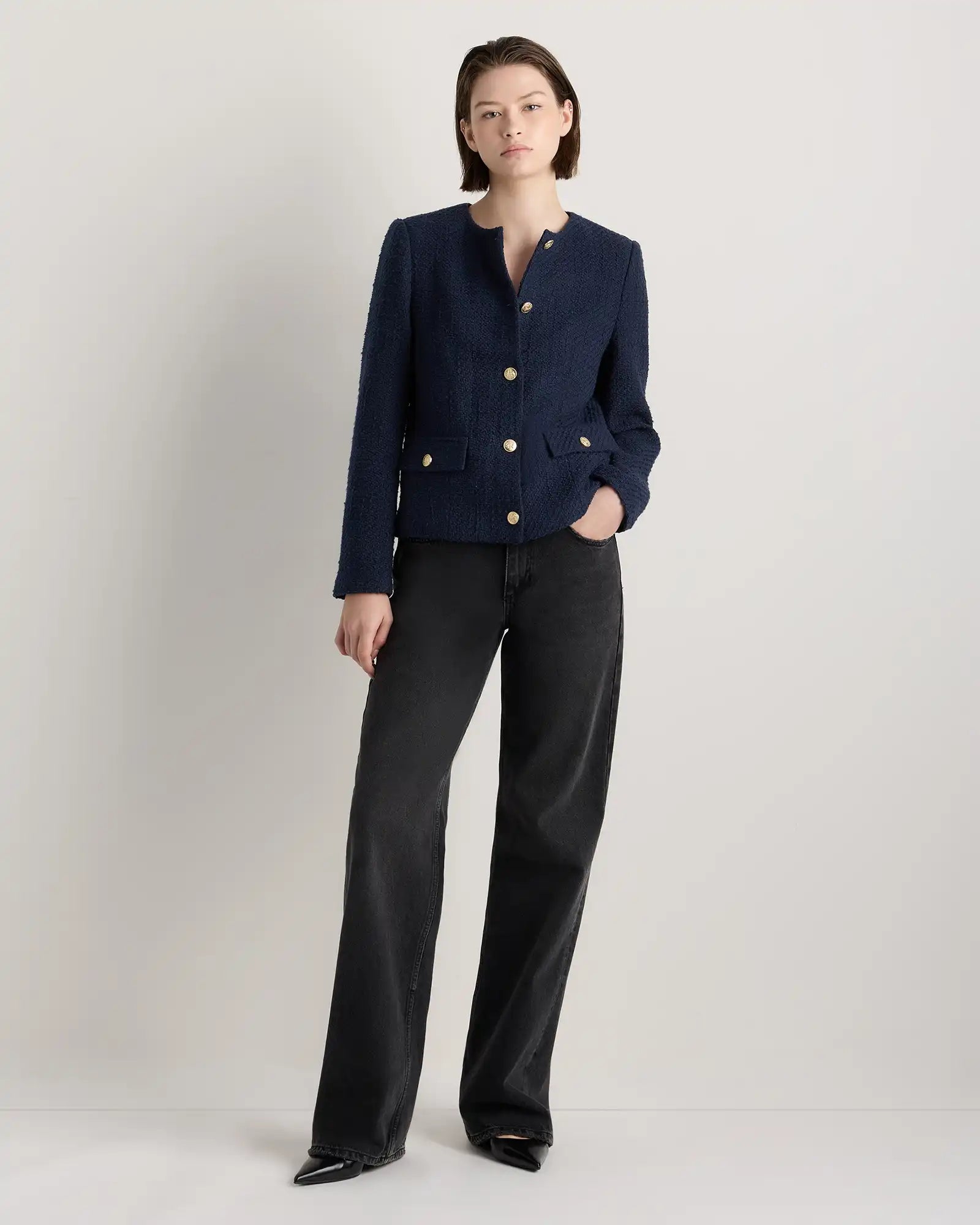 Tweed Collarless Jacket