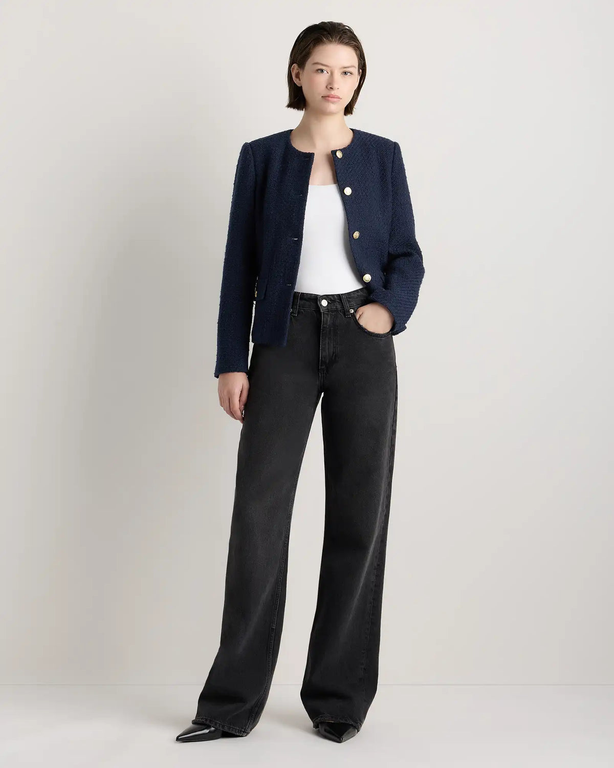 Tweed Collarless Jacket