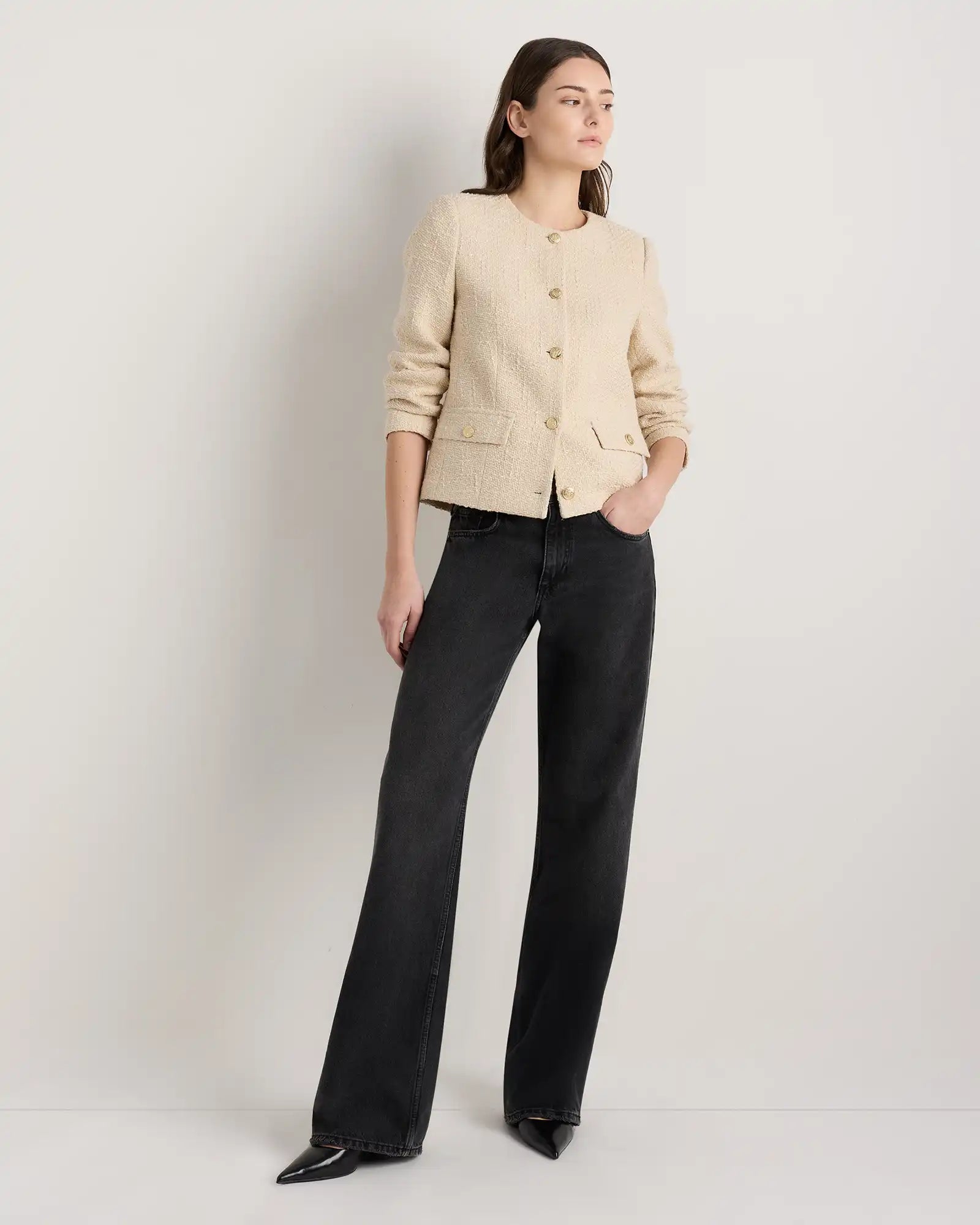Tweed Collarless Jacket