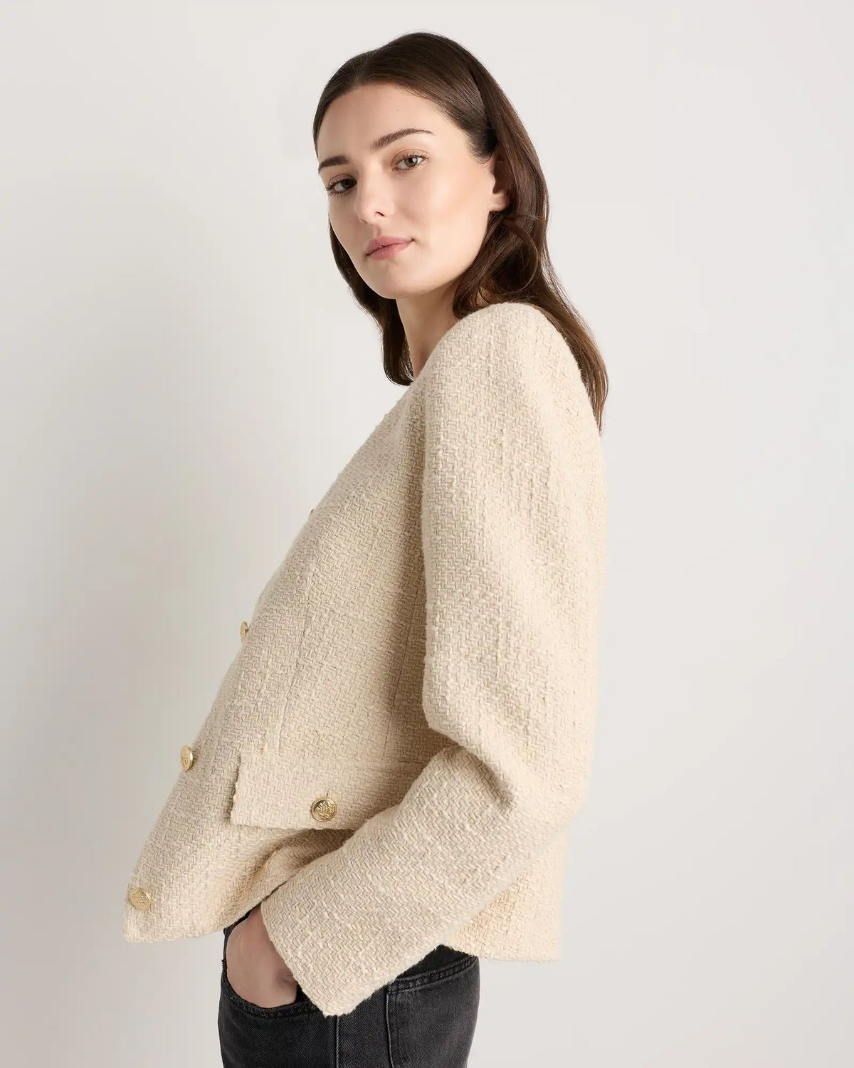 Tweed Collarless Jacket