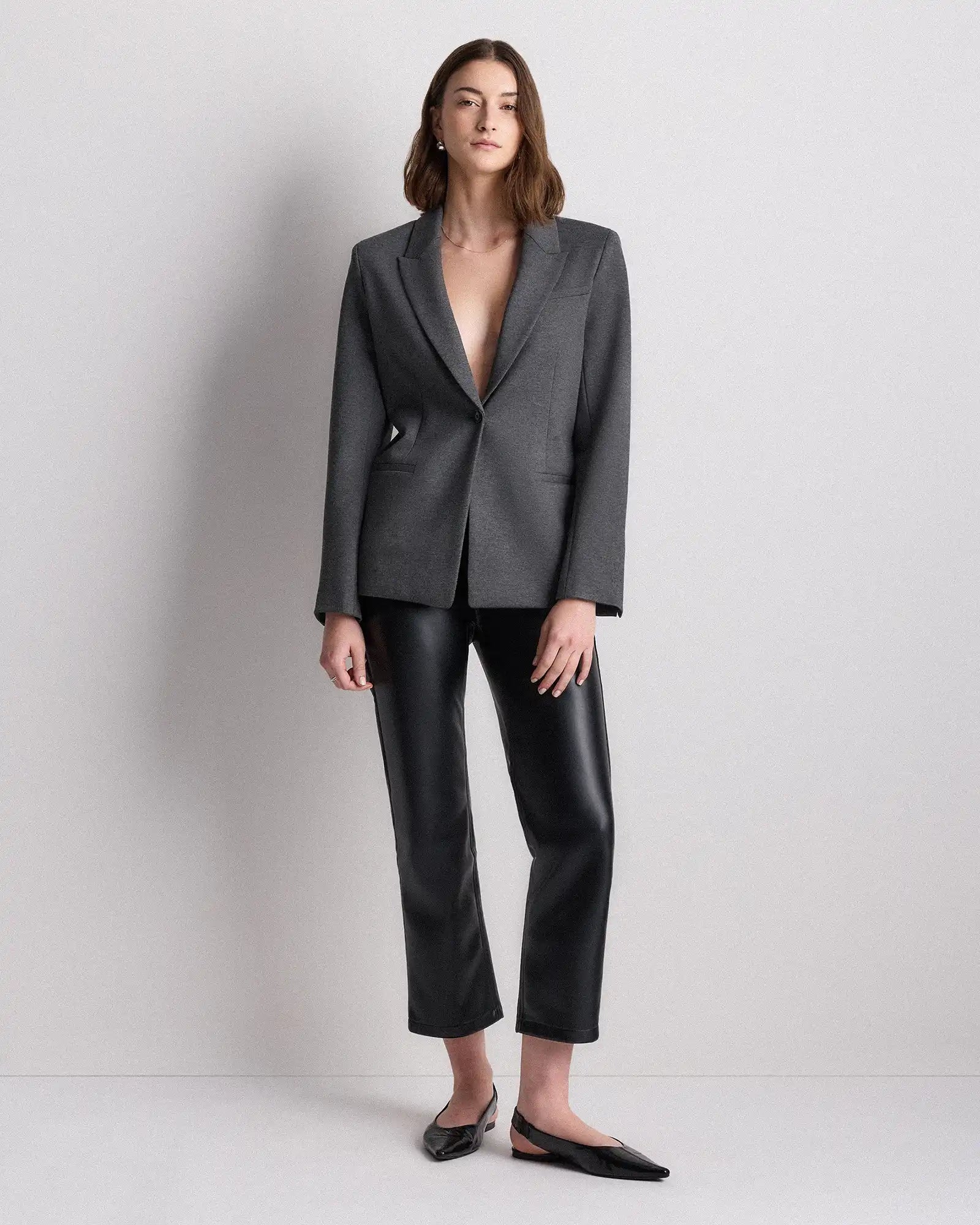 Ultra-Stretch Ponte Single-Breasted Blazer