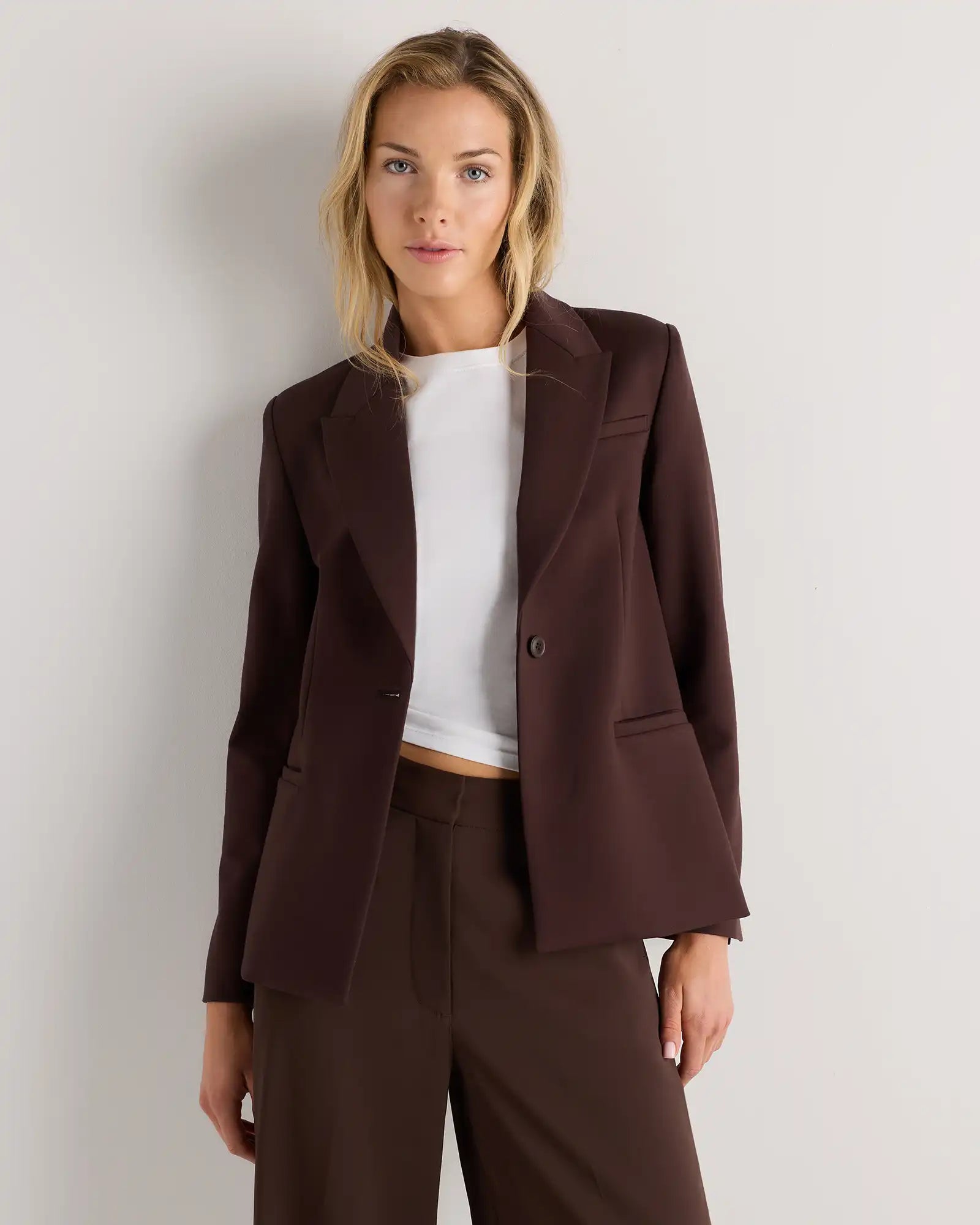 Ultra-Stretch Ponte Single-Breasted Blazer