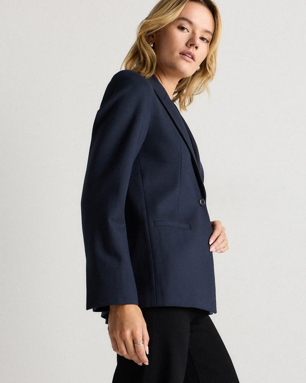 Ultra-Stretch Ponte Single-Breasted Blazer