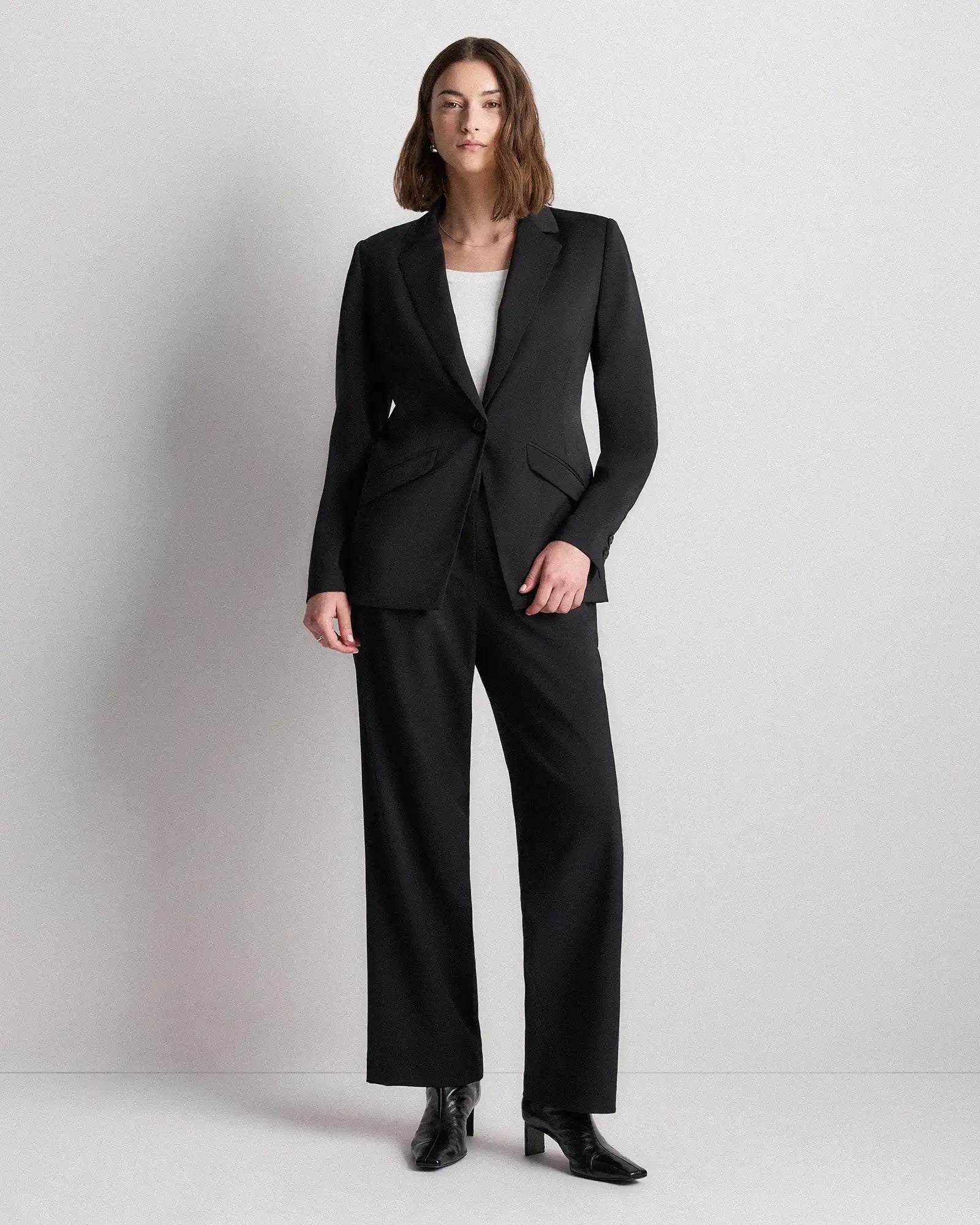 Stretch Crepe Cinched Waist Blazer