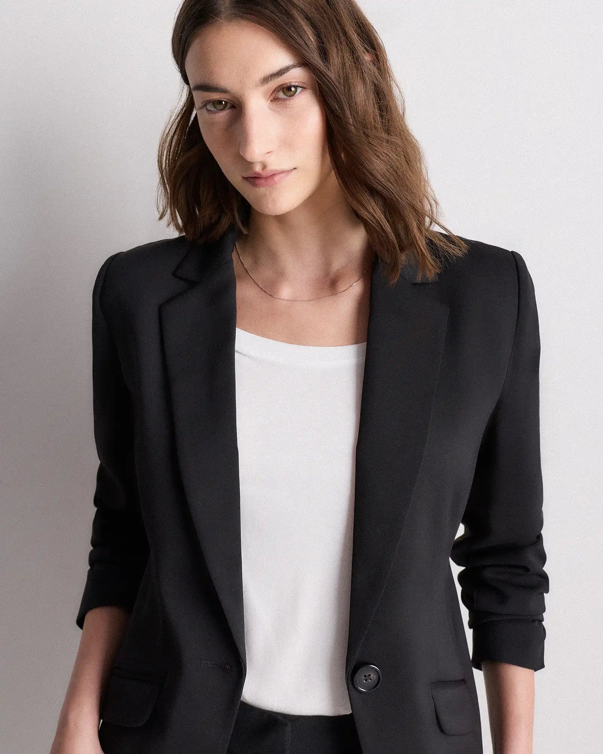 Stretch Crepe Cinched Waist Blazer