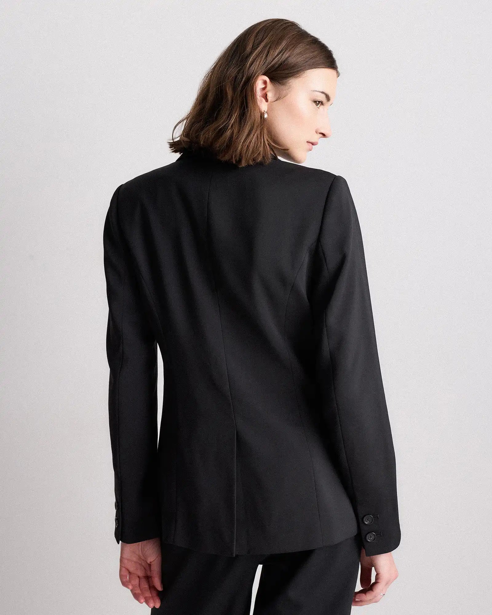 Stretch Crepe Cinched Waist Blazer