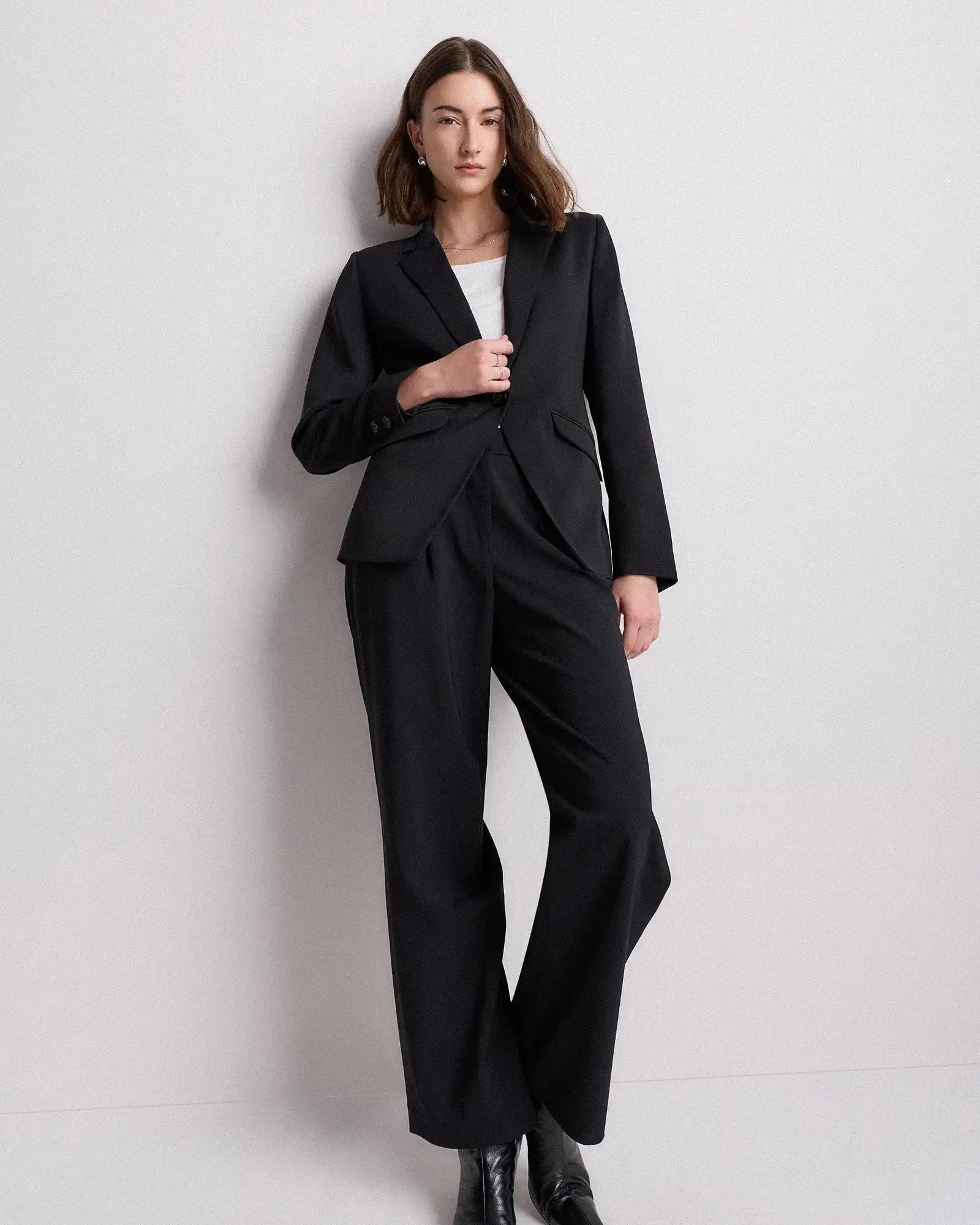 Stretch Crepe Cinched Waist Blazer