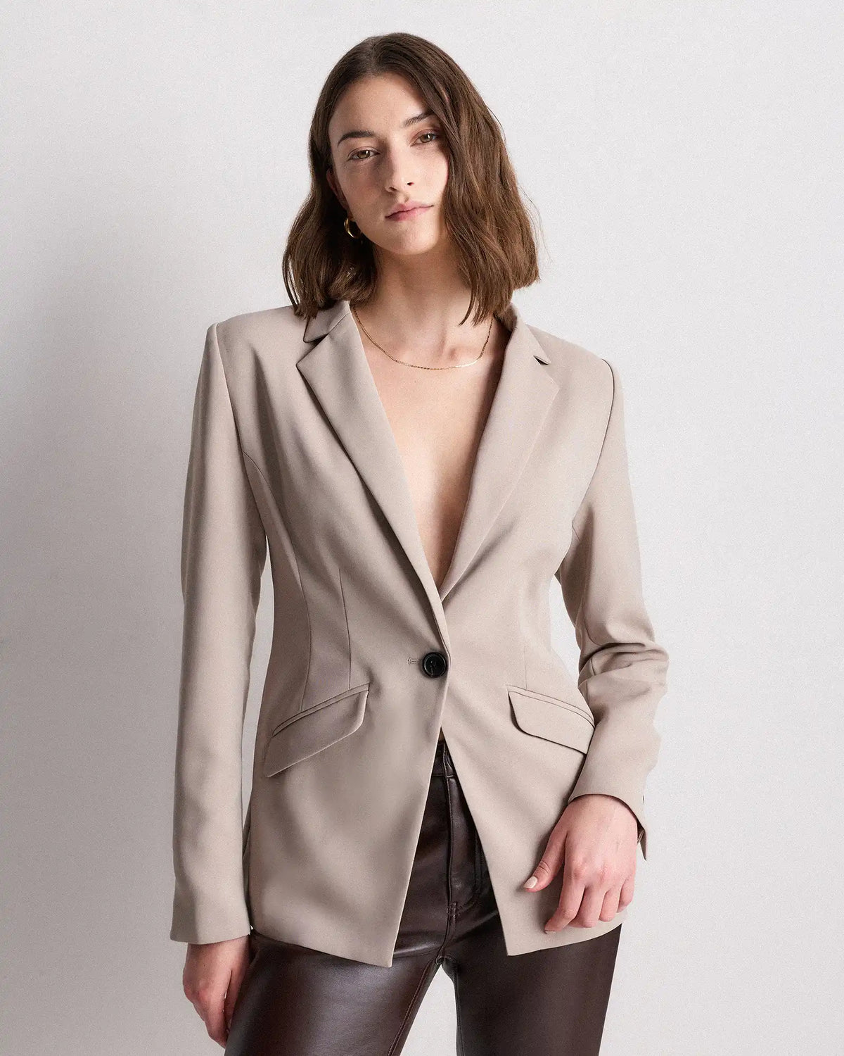 Stretch Crepe Cinched Waist Blazer
