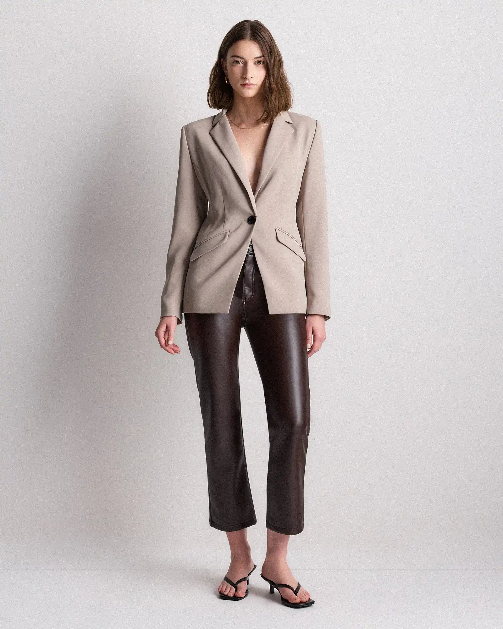 Stretch Crepe Cinched Waist Blazer