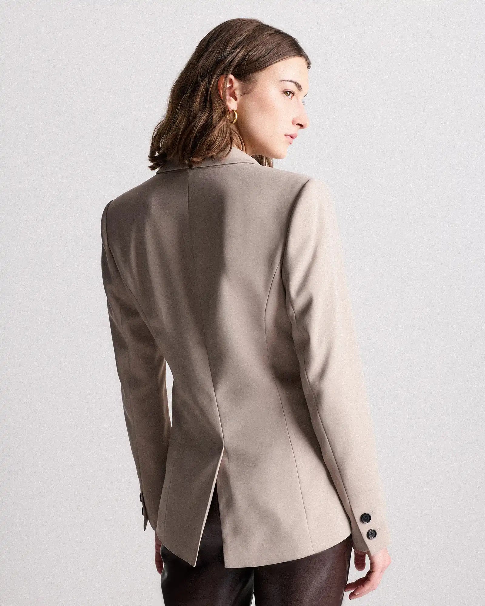 Stretch Crepe Cinched Waist Blazer