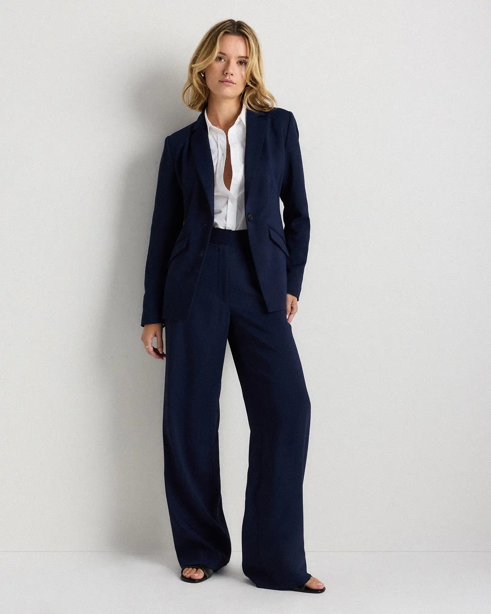 Stretch Crepe Cinched Waist Blazer