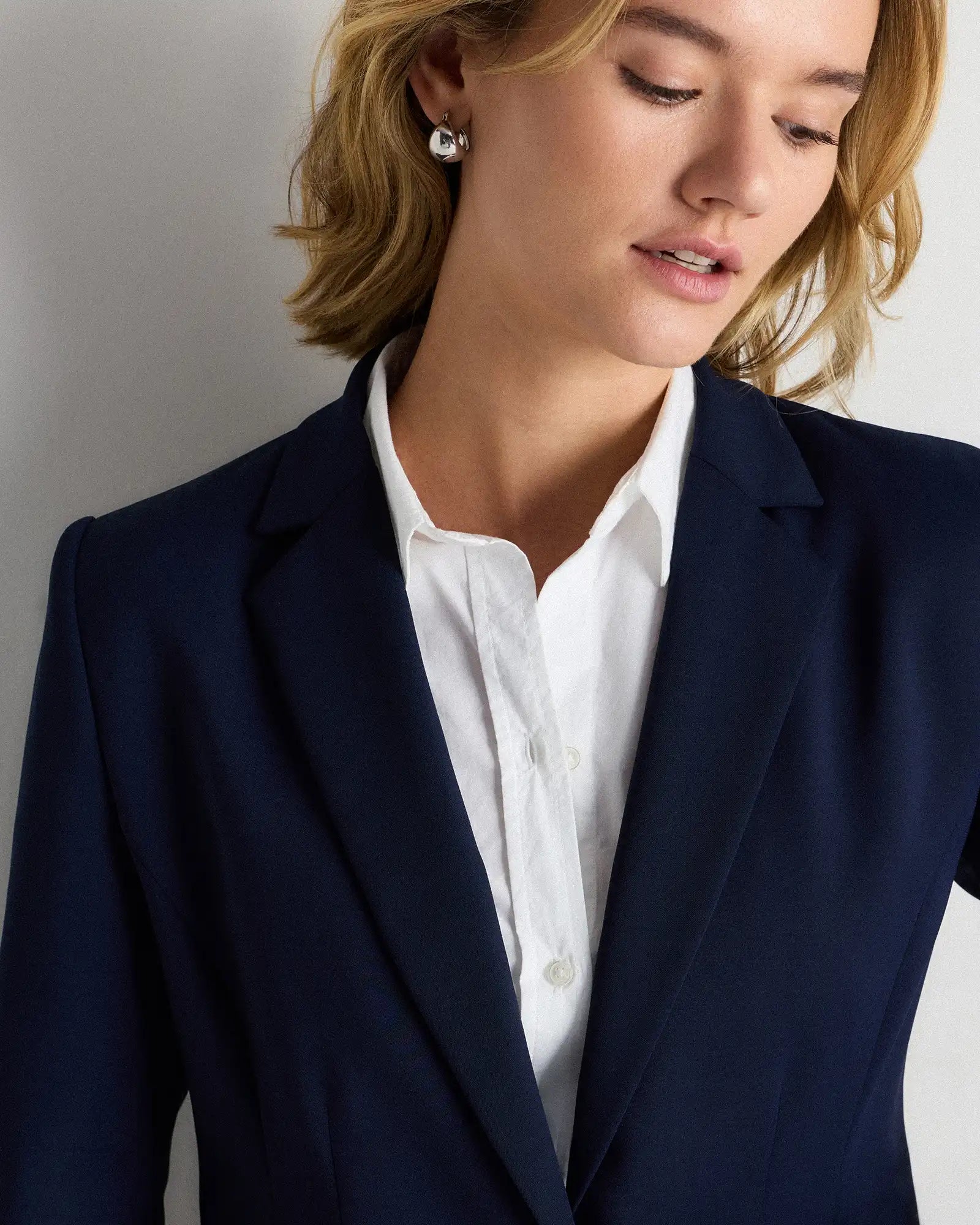 Stretch Crepe Cinched Waist Blazer