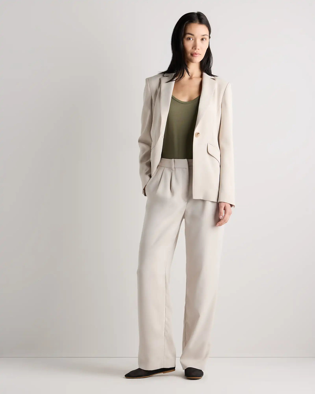 Stretch Crepe Cinched Waist Blazer