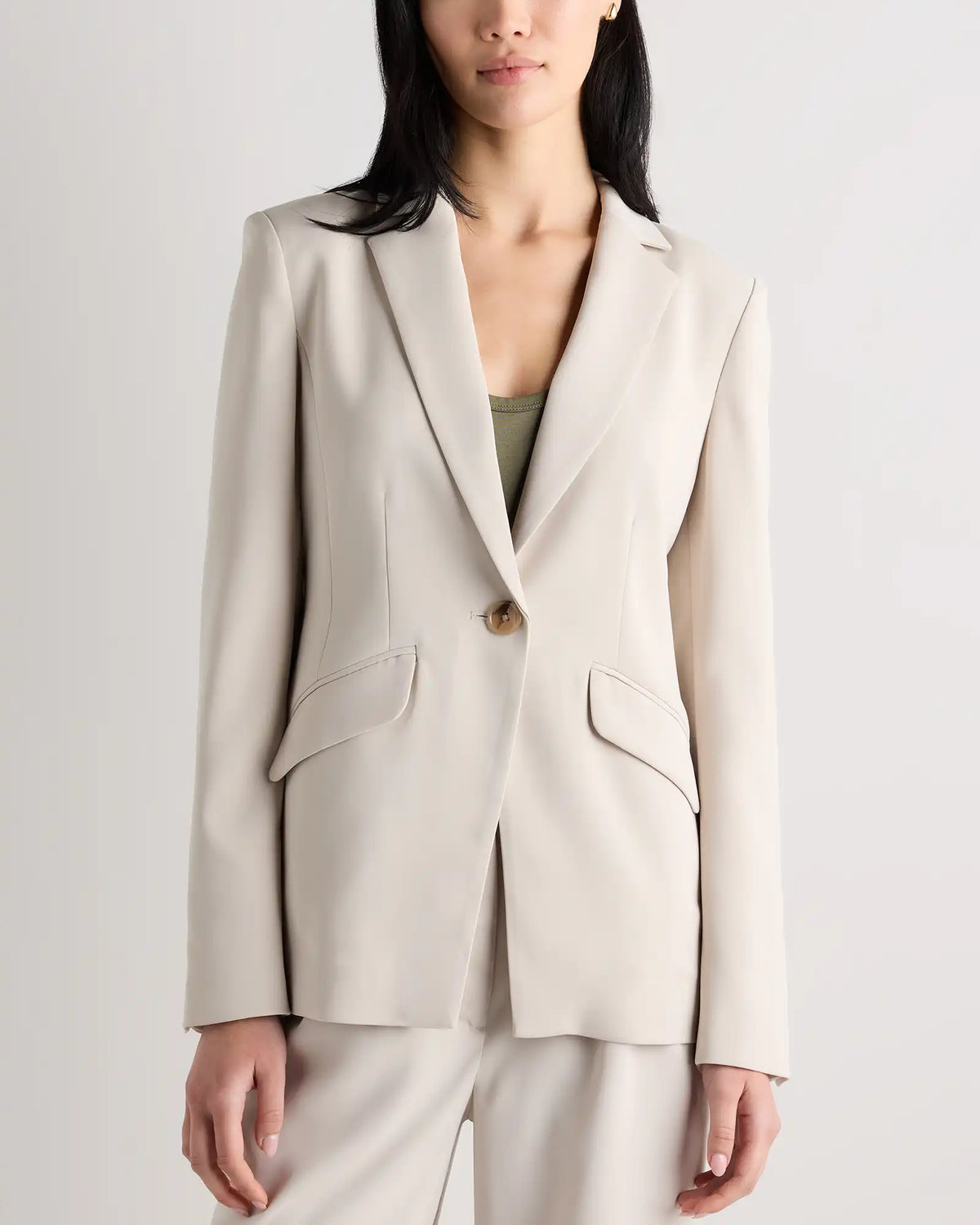 Stretch Crepe Cinched Waist Blazer