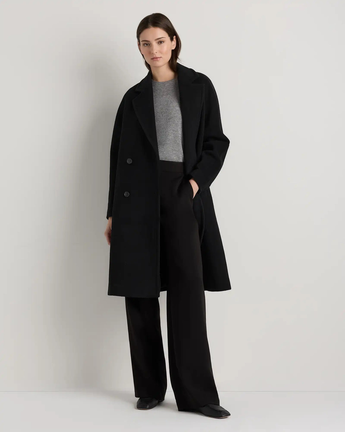Wool Cashmere Double-Breasted Slouch Coat