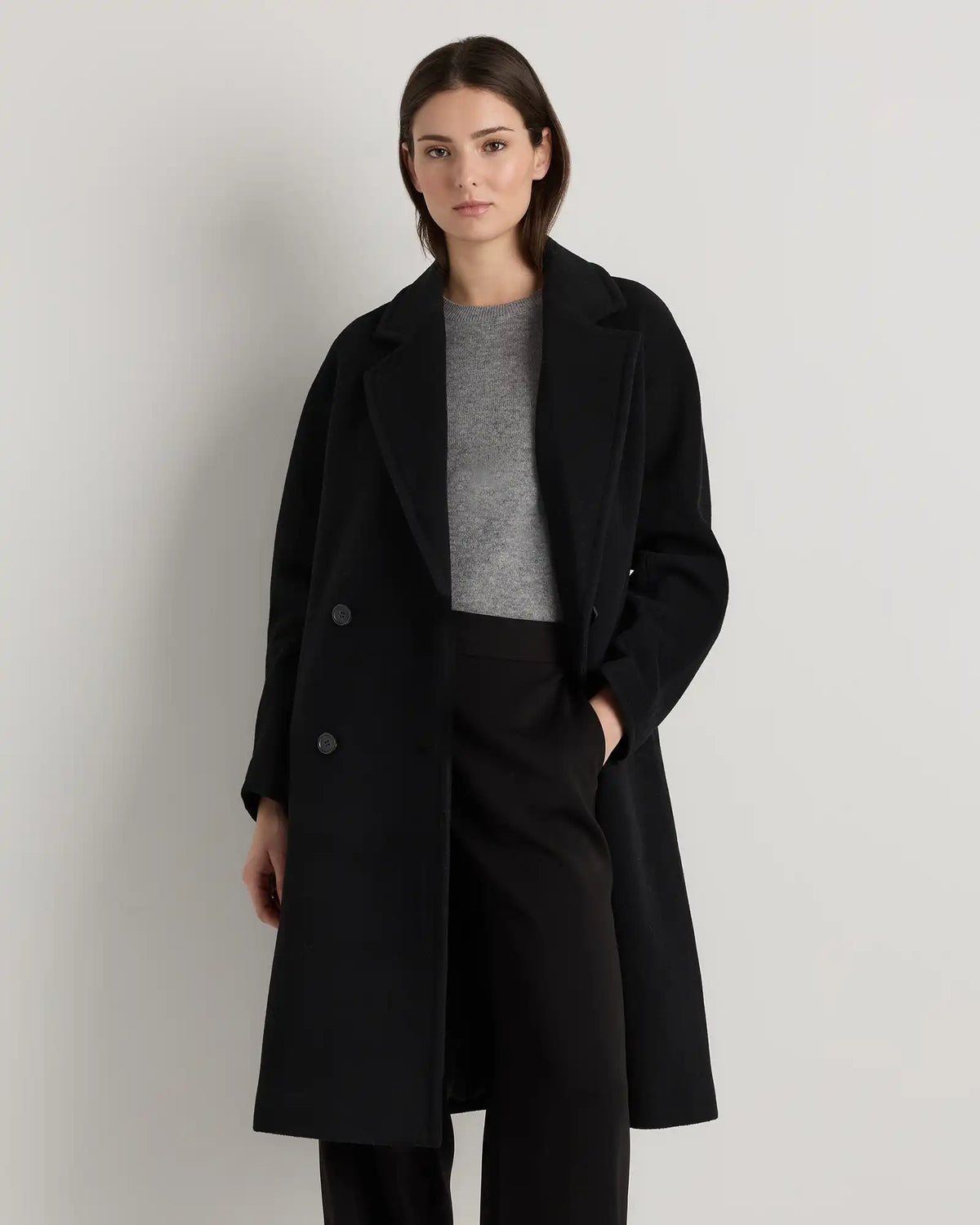 Wool Cashmere Double-Breasted Slouch Coat