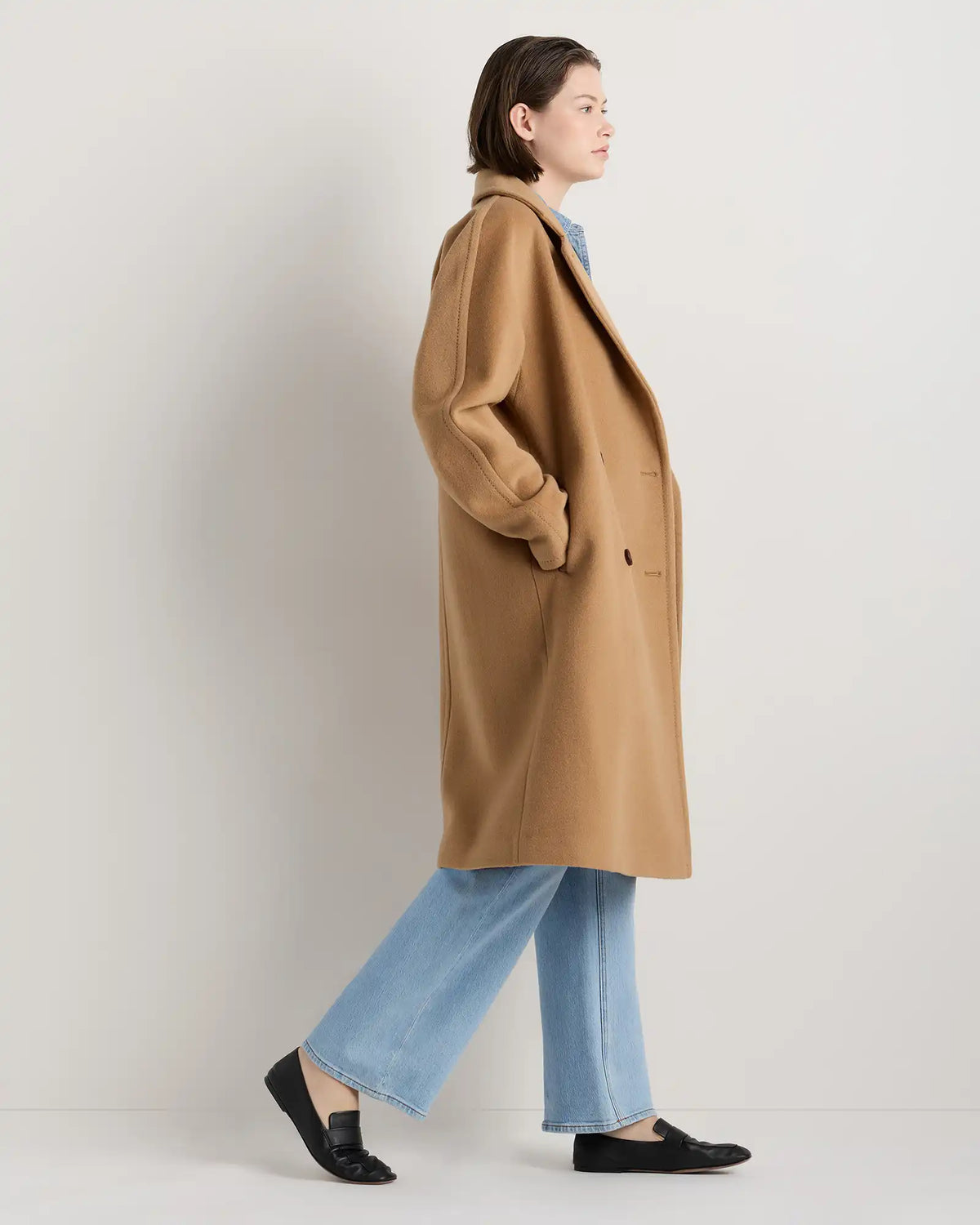 Wool Cashmere Double-Breasted Slouch Coat