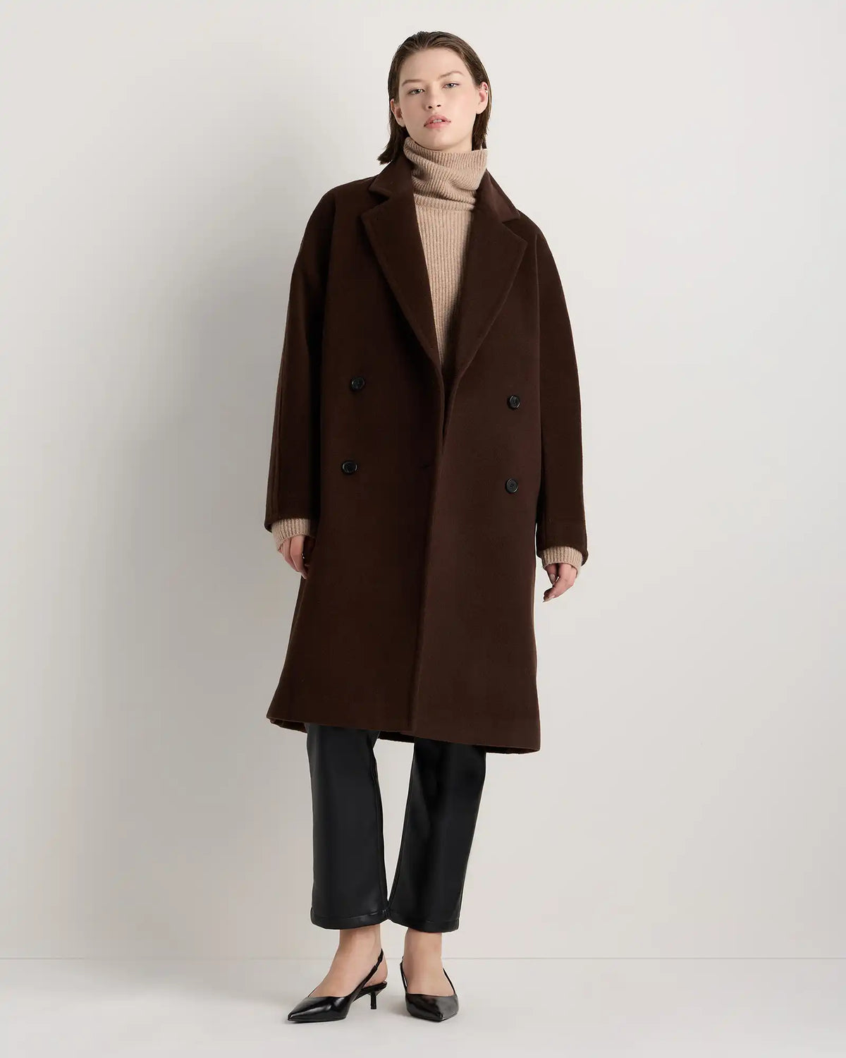 Wool Cashmere Double-Breasted Slouch Coat