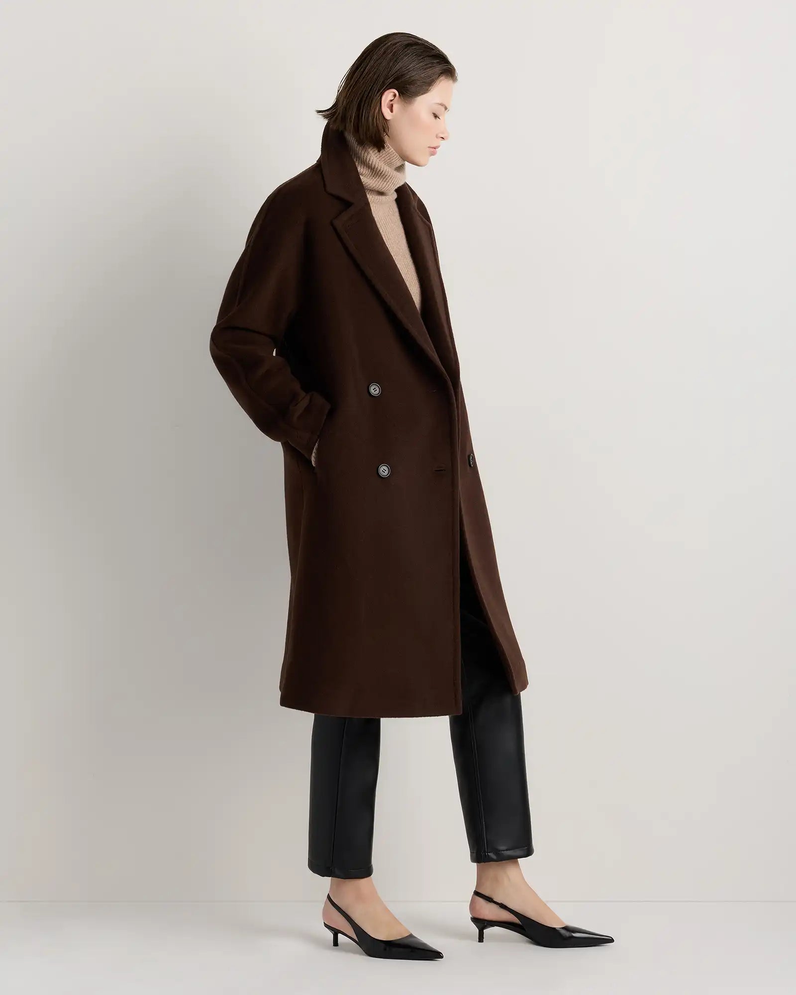 Wool Cashmere Double-Breasted Slouch Coat