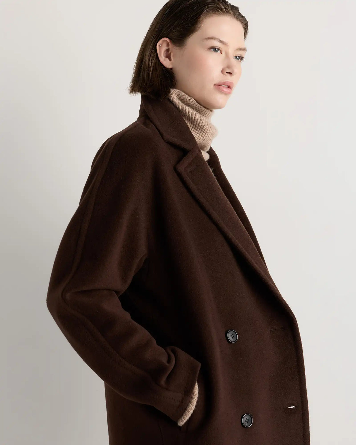 Wool Cashmere Double-Breasted Slouch Coat