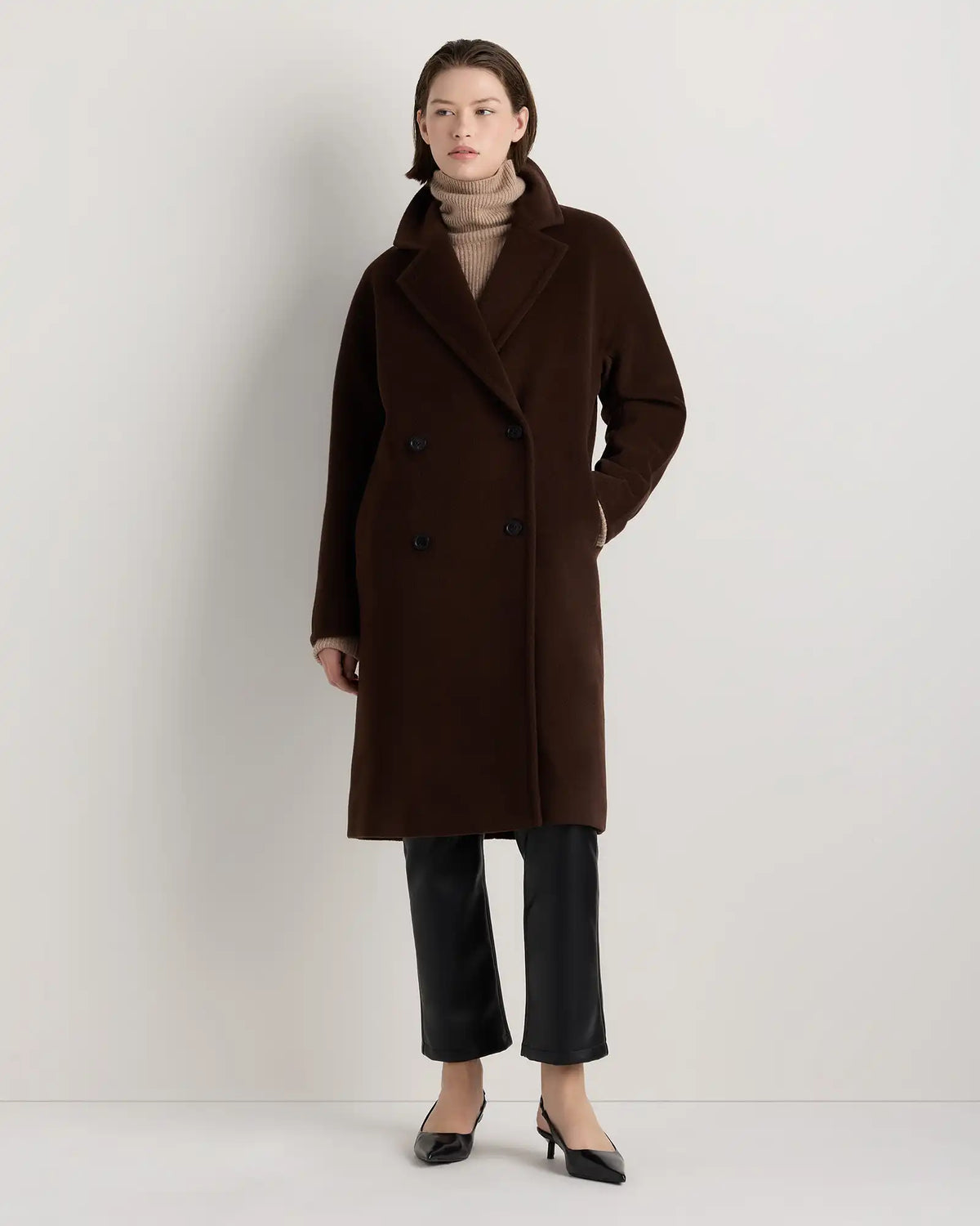 Wool Cashmere Double-Breasted Slouch Coat