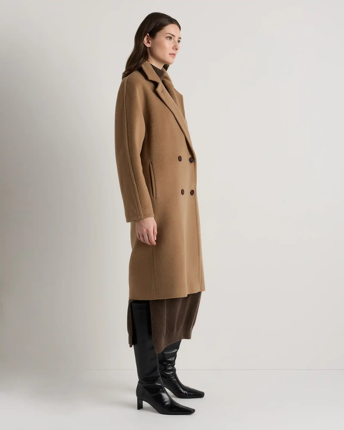 Wool Cashmere Double-Breasted Slouch Coat