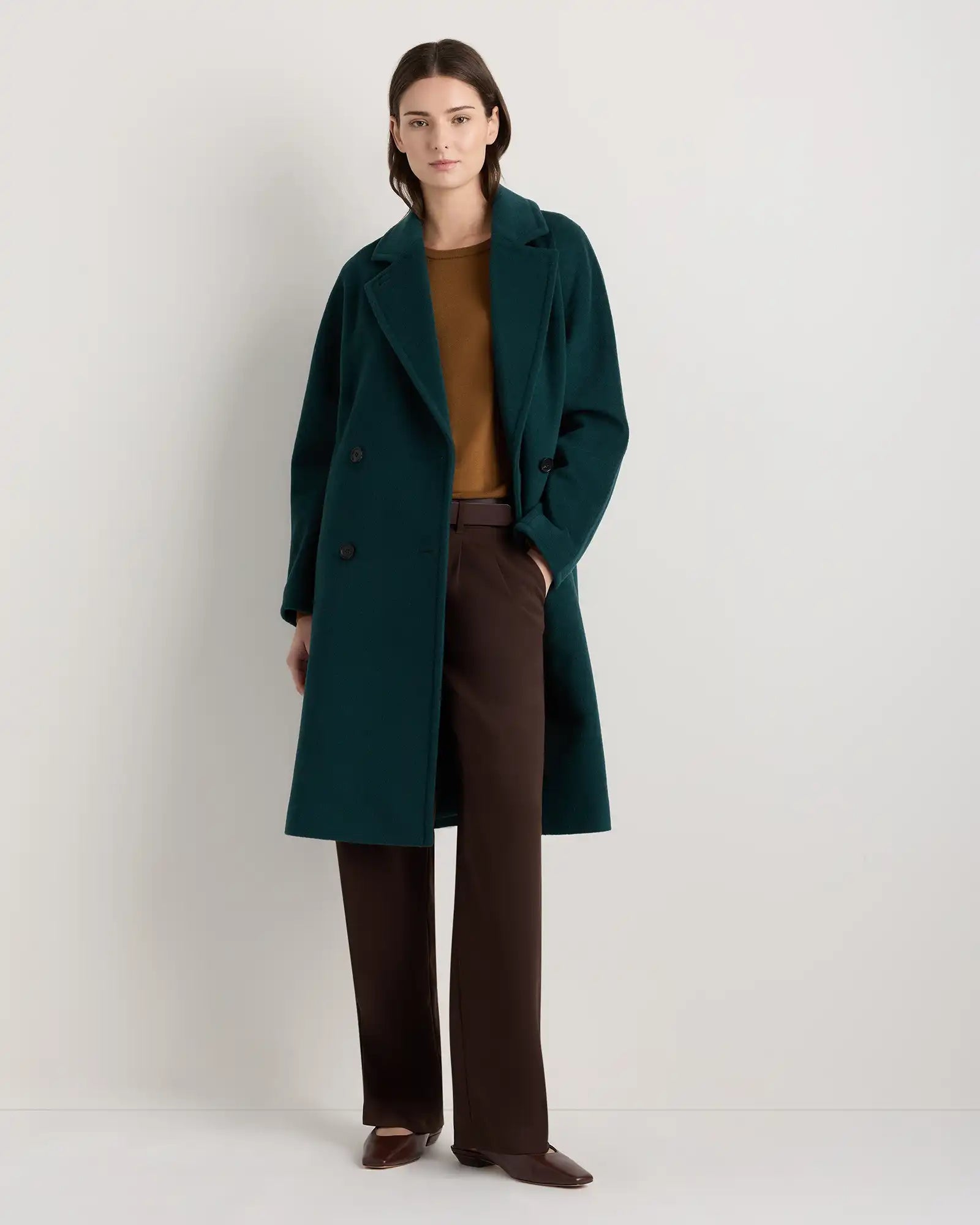 Wool Cashmere Double-Breasted Slouch Coat