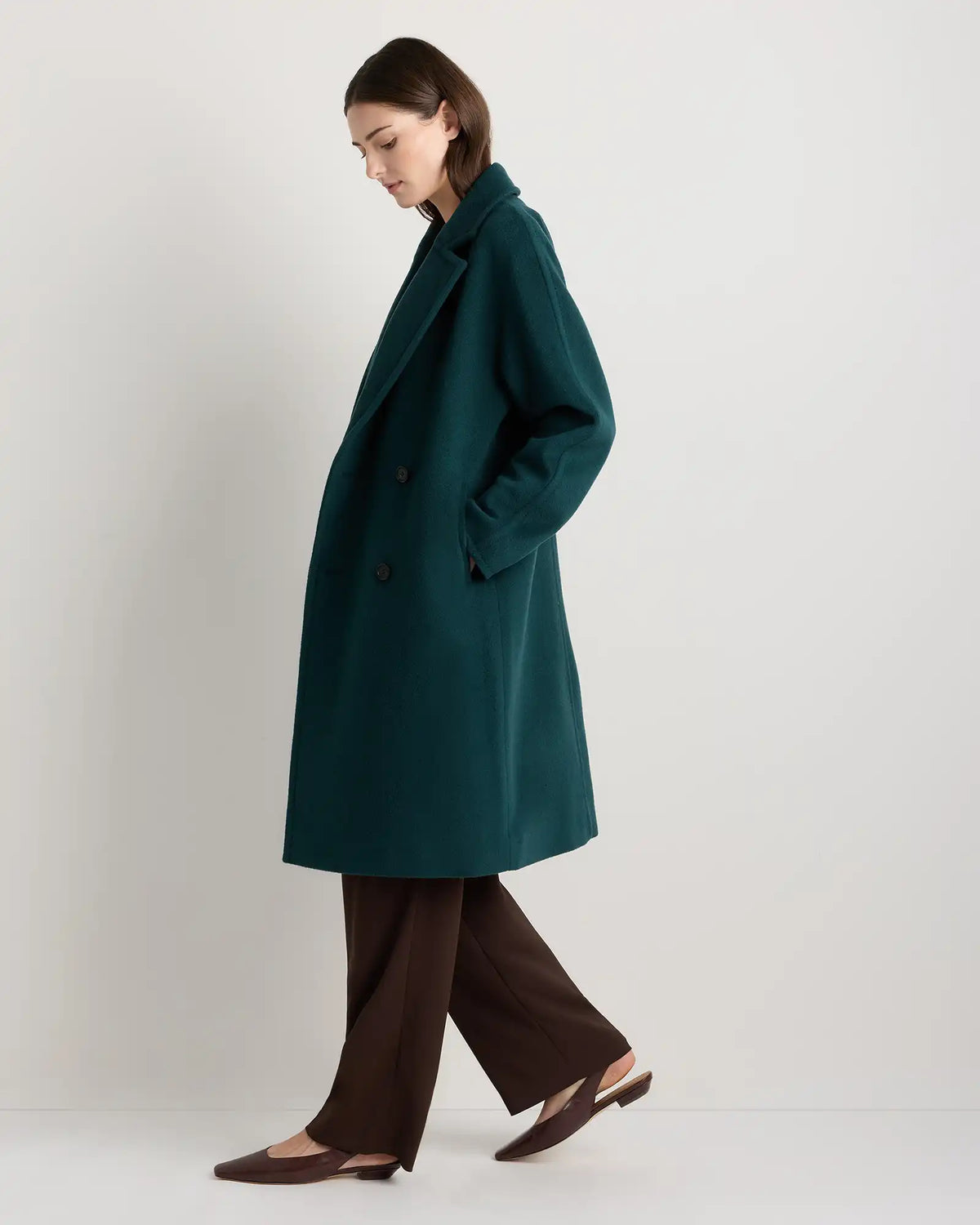 Wool Cashmere Double-Breasted Slouch Coat