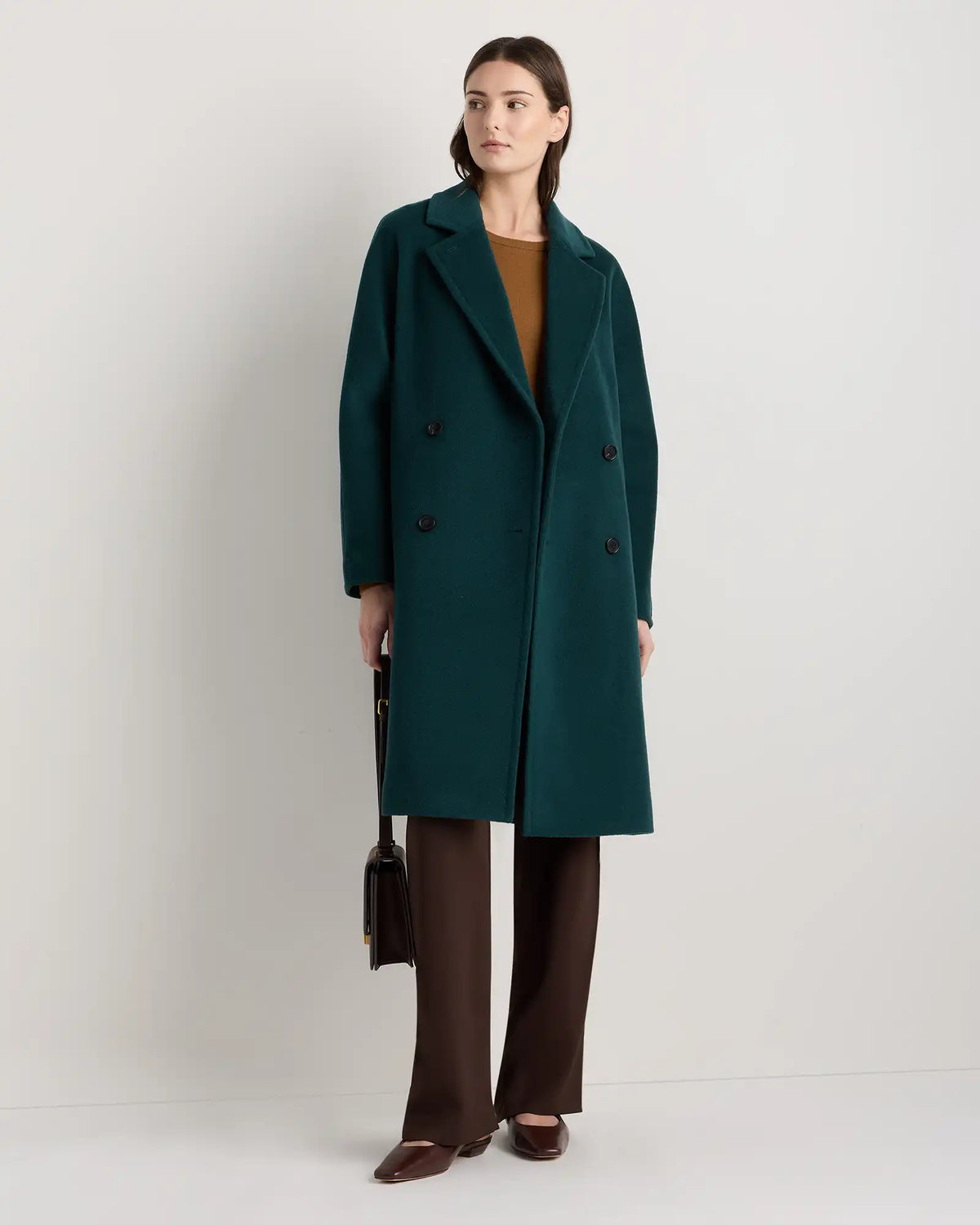 Wool Cashmere Double-Breasted Slouch Coat