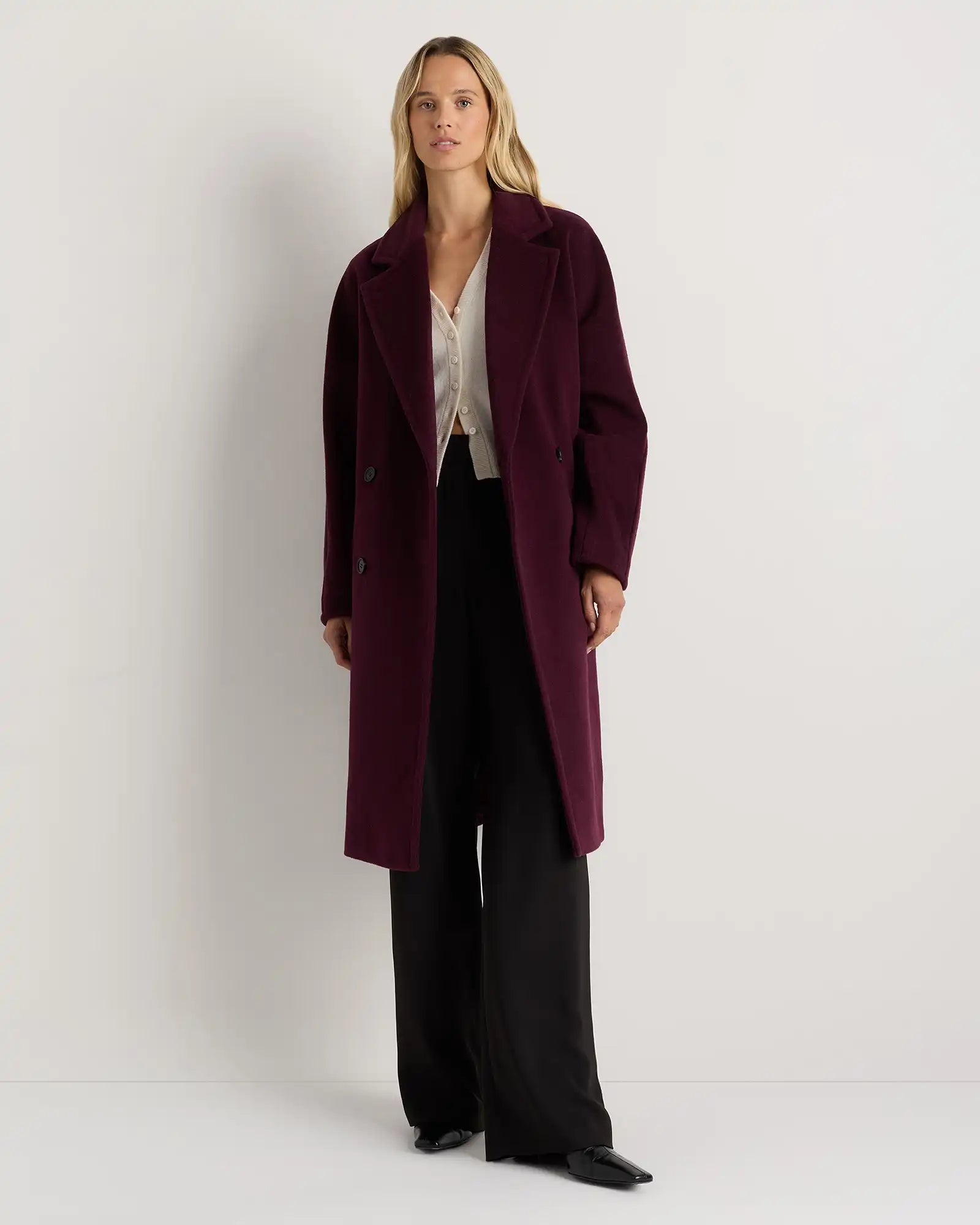 Wool Cashmere Double-Breasted Slouch Coat