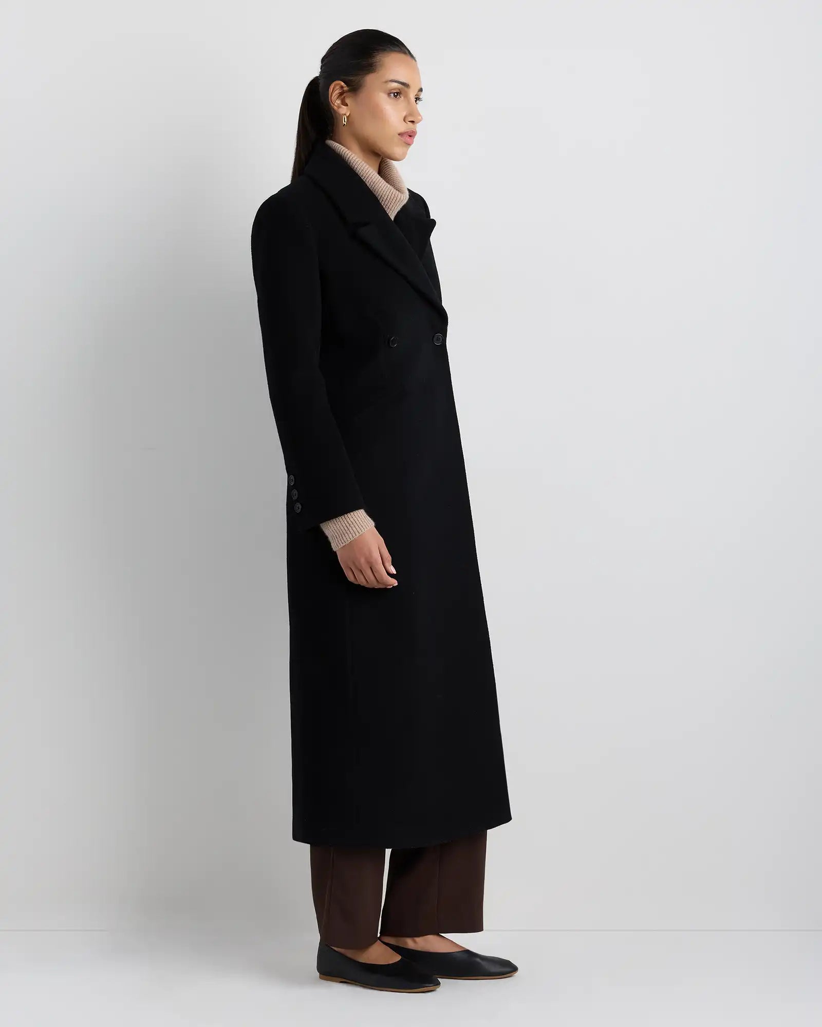 Wool Cashmere Tailored Long Coat